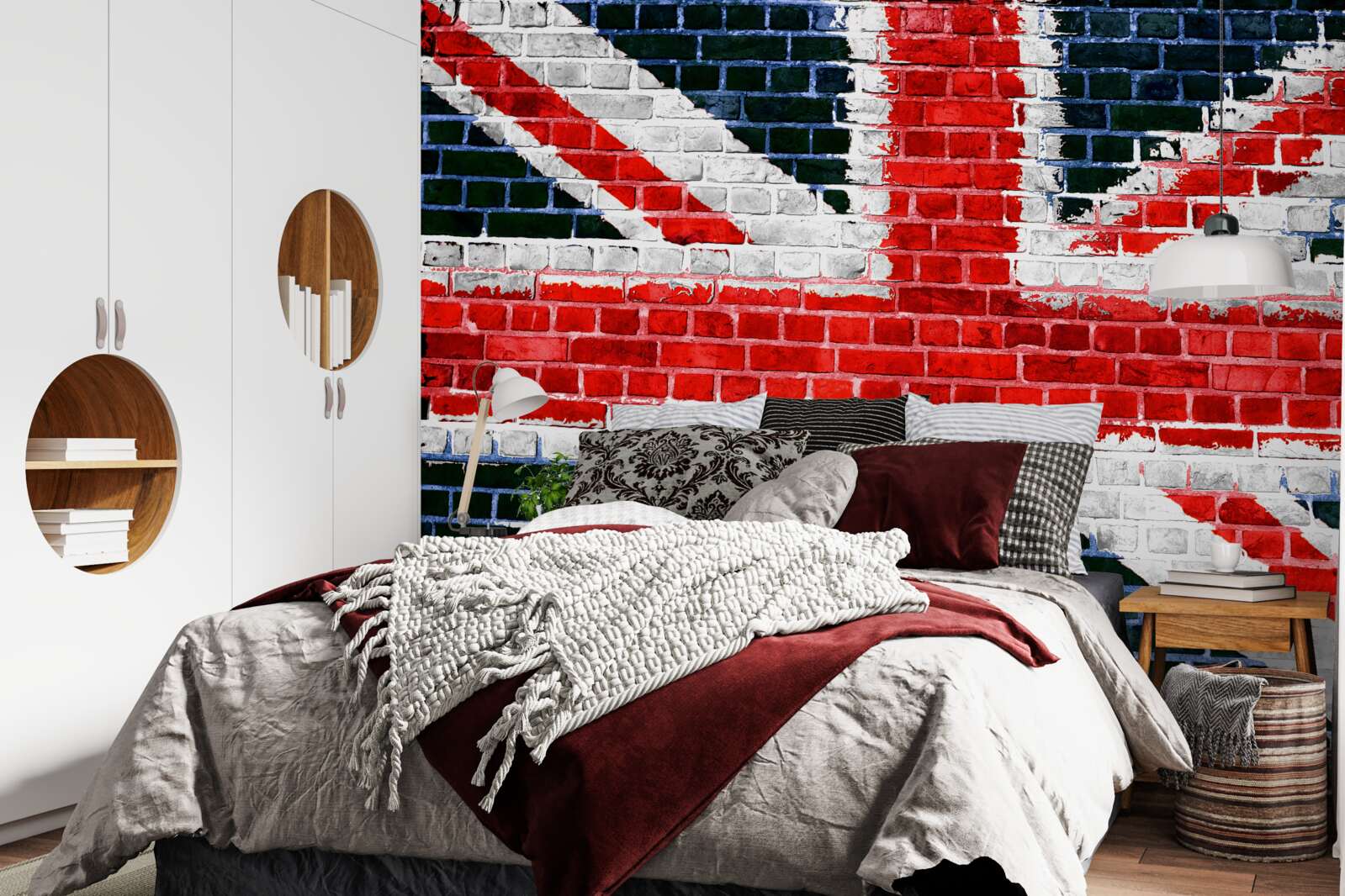 Papier peint drapeau anglais sur un mur de briques