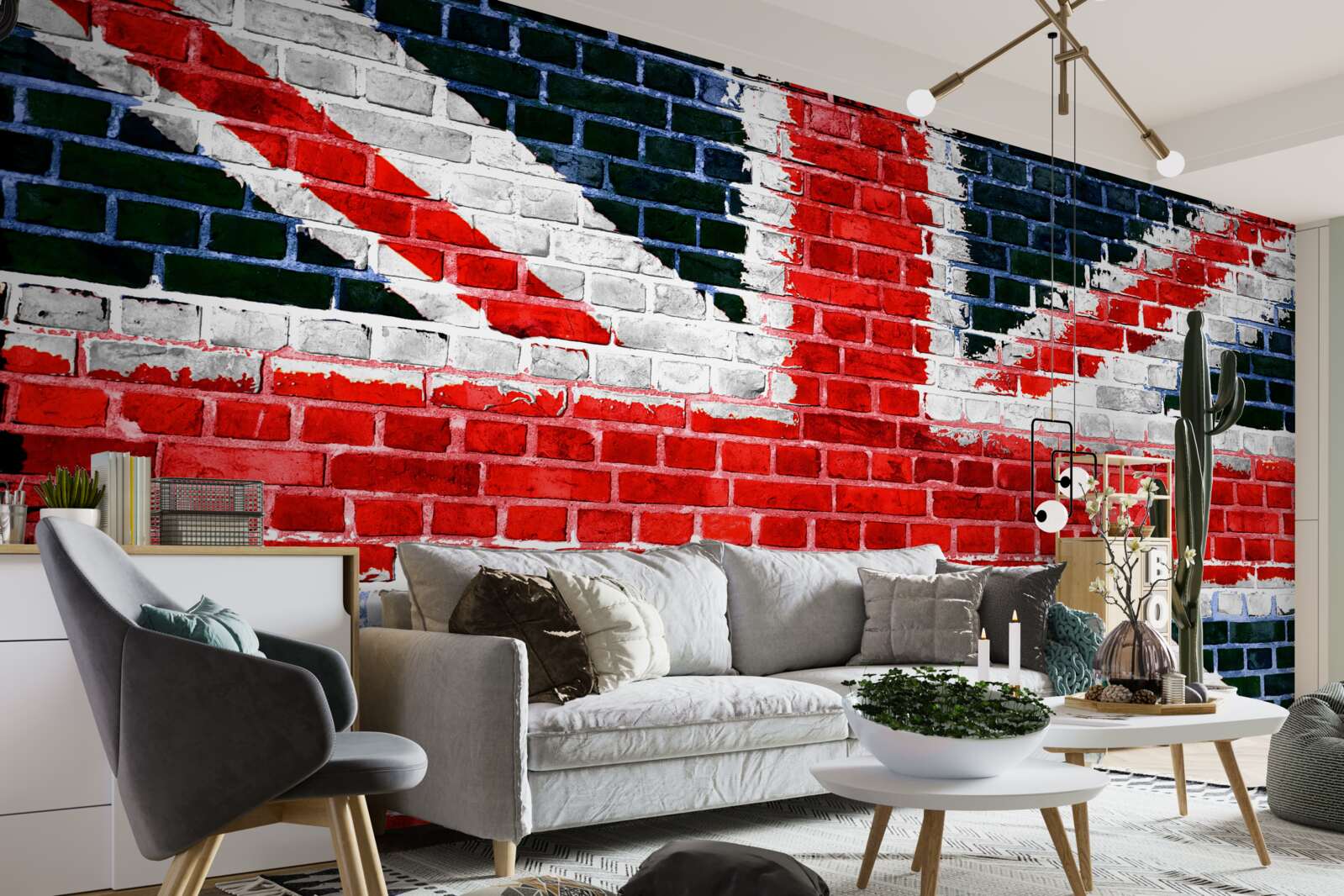 Papier peint drapeau anglais sur un mur de briques