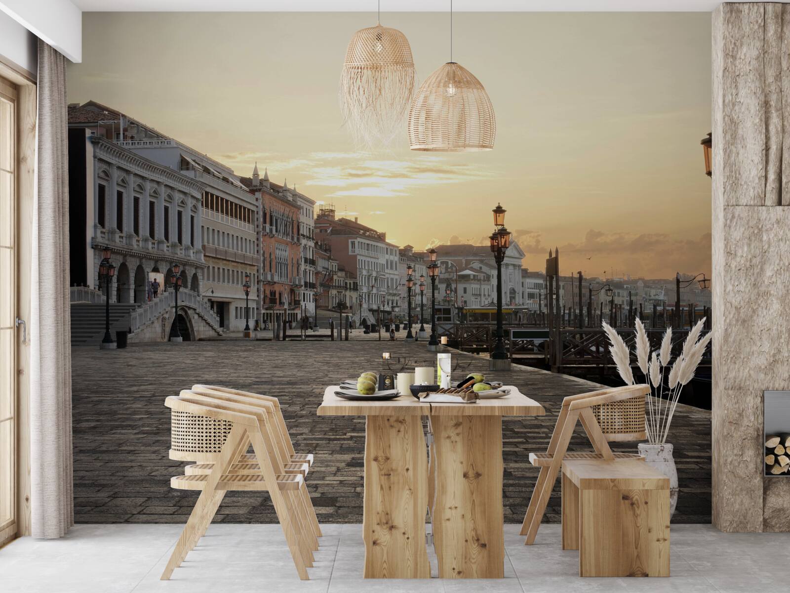 Papier peint talus abandonné attendant le coucher du soleil