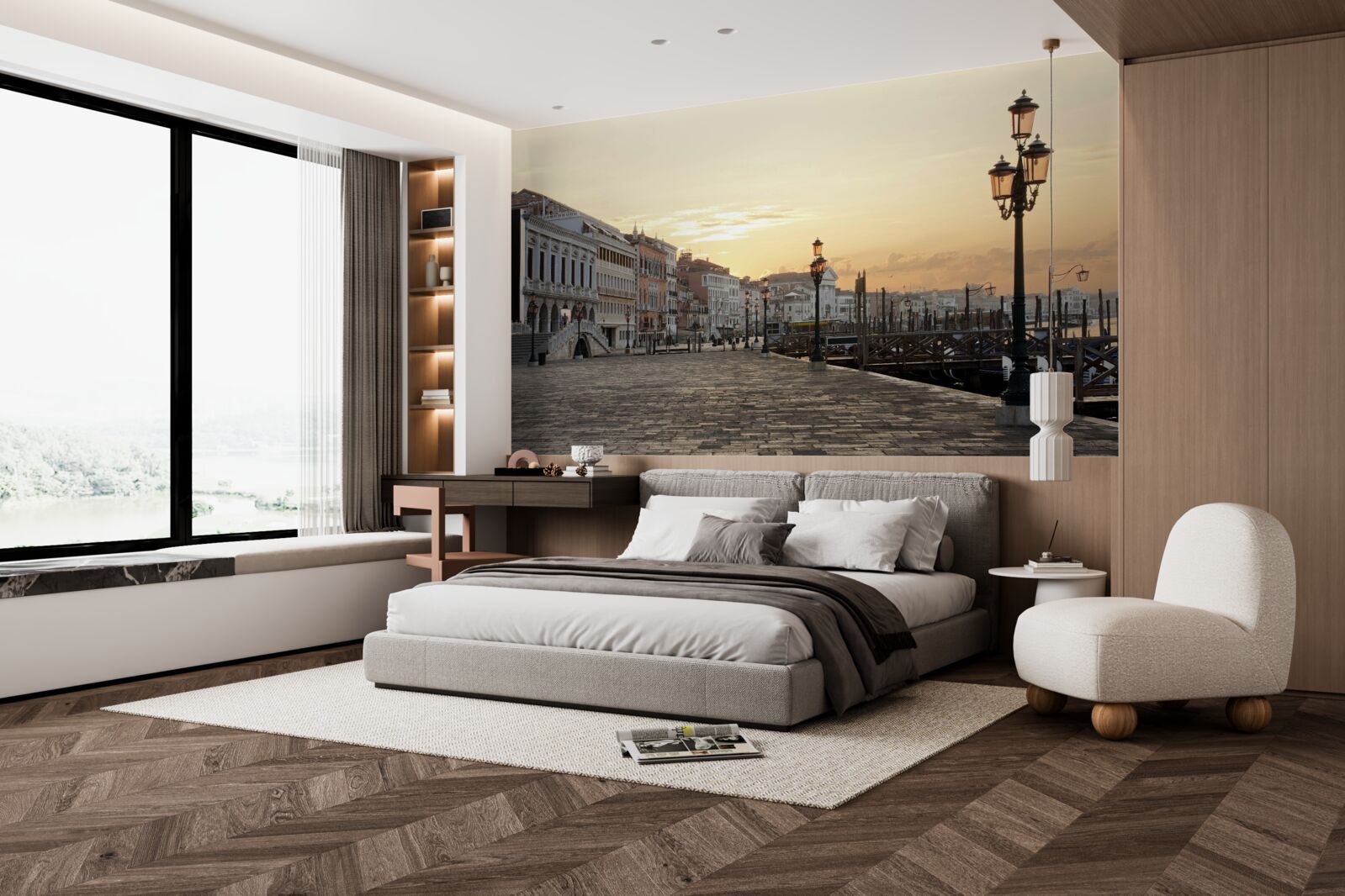 Papier peint talus abandonné attendant le coucher du soleil