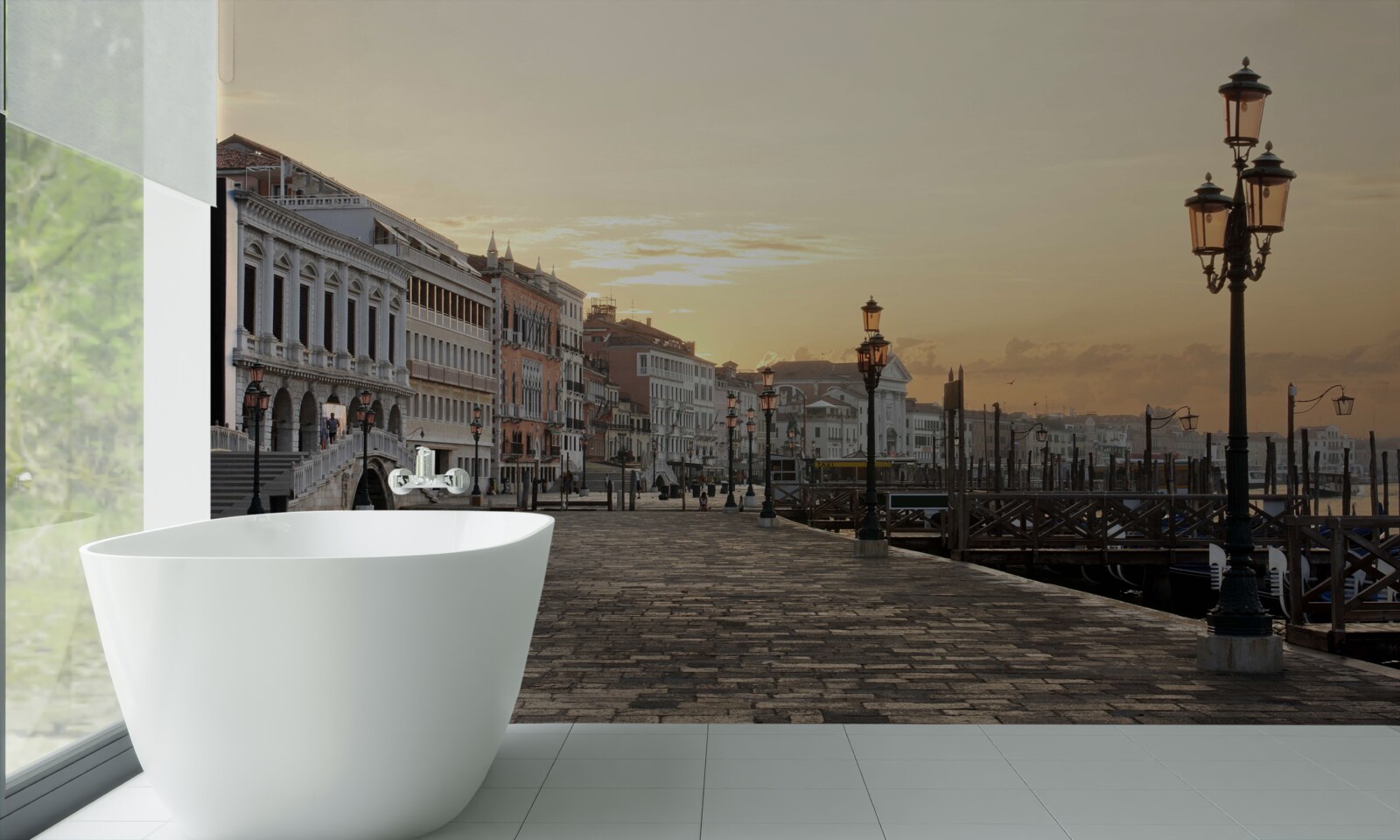 Papier peint talus abandonné attendant le coucher du soleil