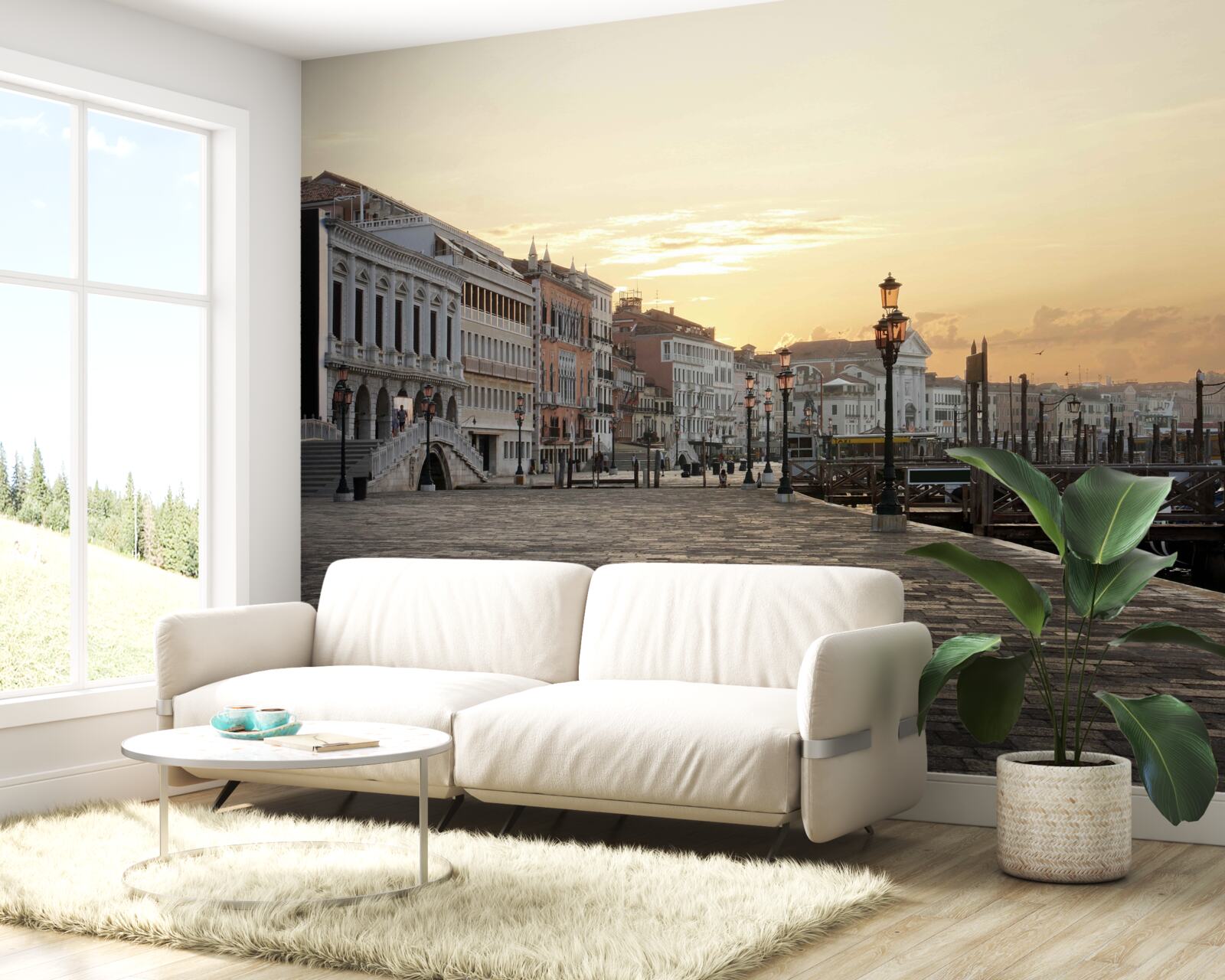 Papier peint talus abandonné attendant le coucher du soleil