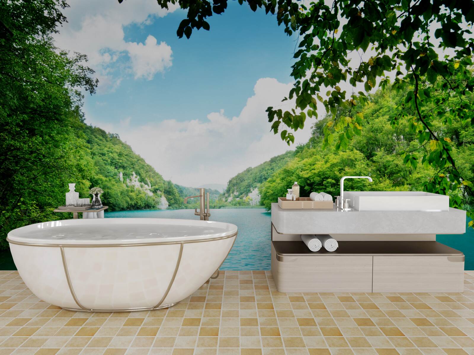 Papier peint eaux d'azur et îles d'émeraude