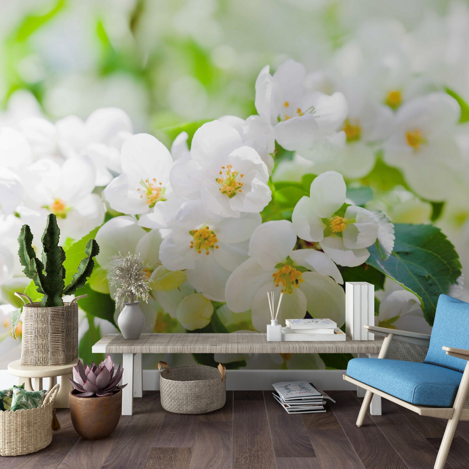 Papier peint fleurs de jasmin à l'arôme agréable