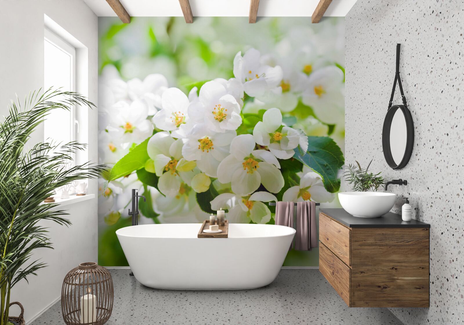 Papier peint fleurs de jasmin à l'arôme agréable