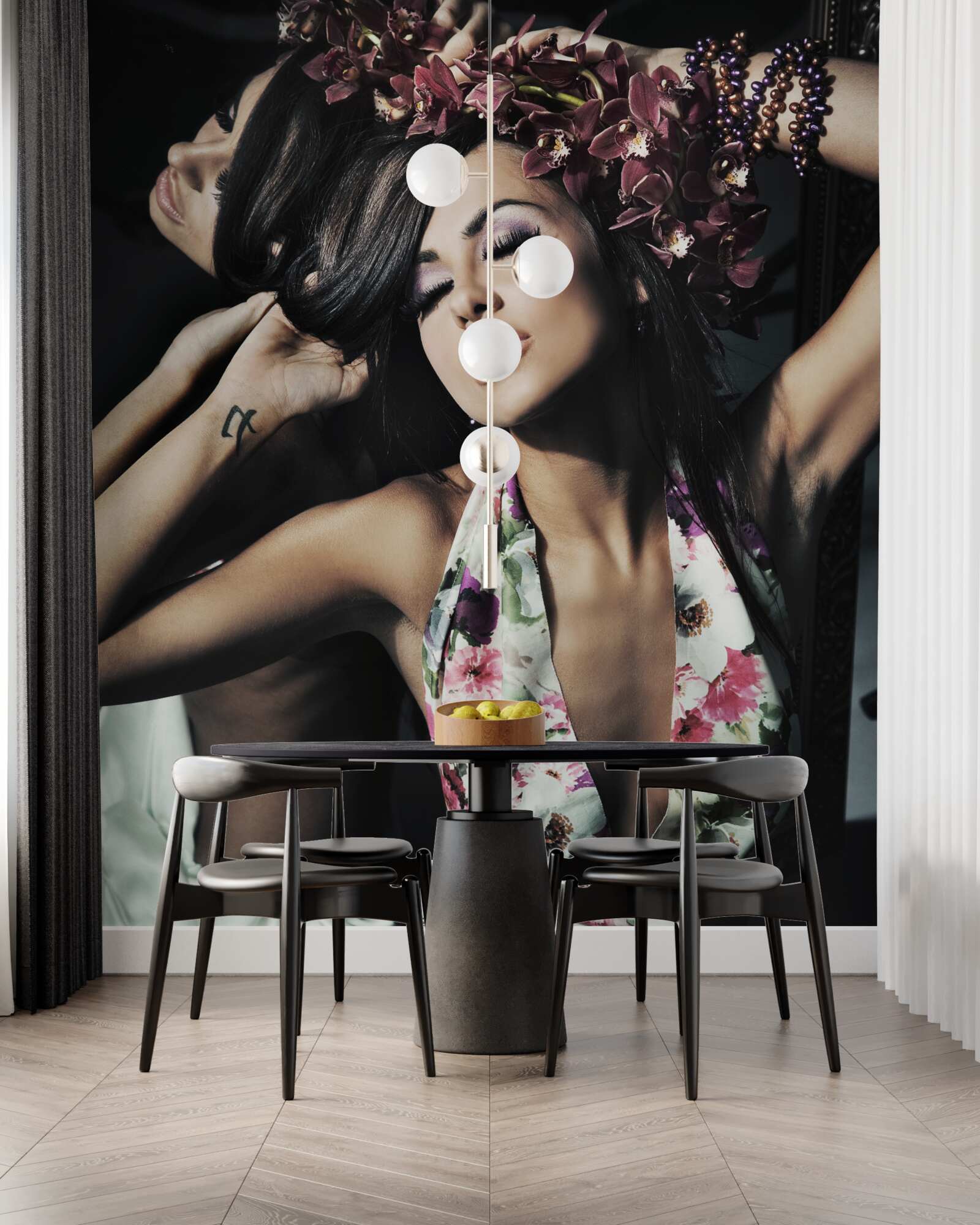 Papier peint une jeune fille est photographiée dans le reflet d'un miroir