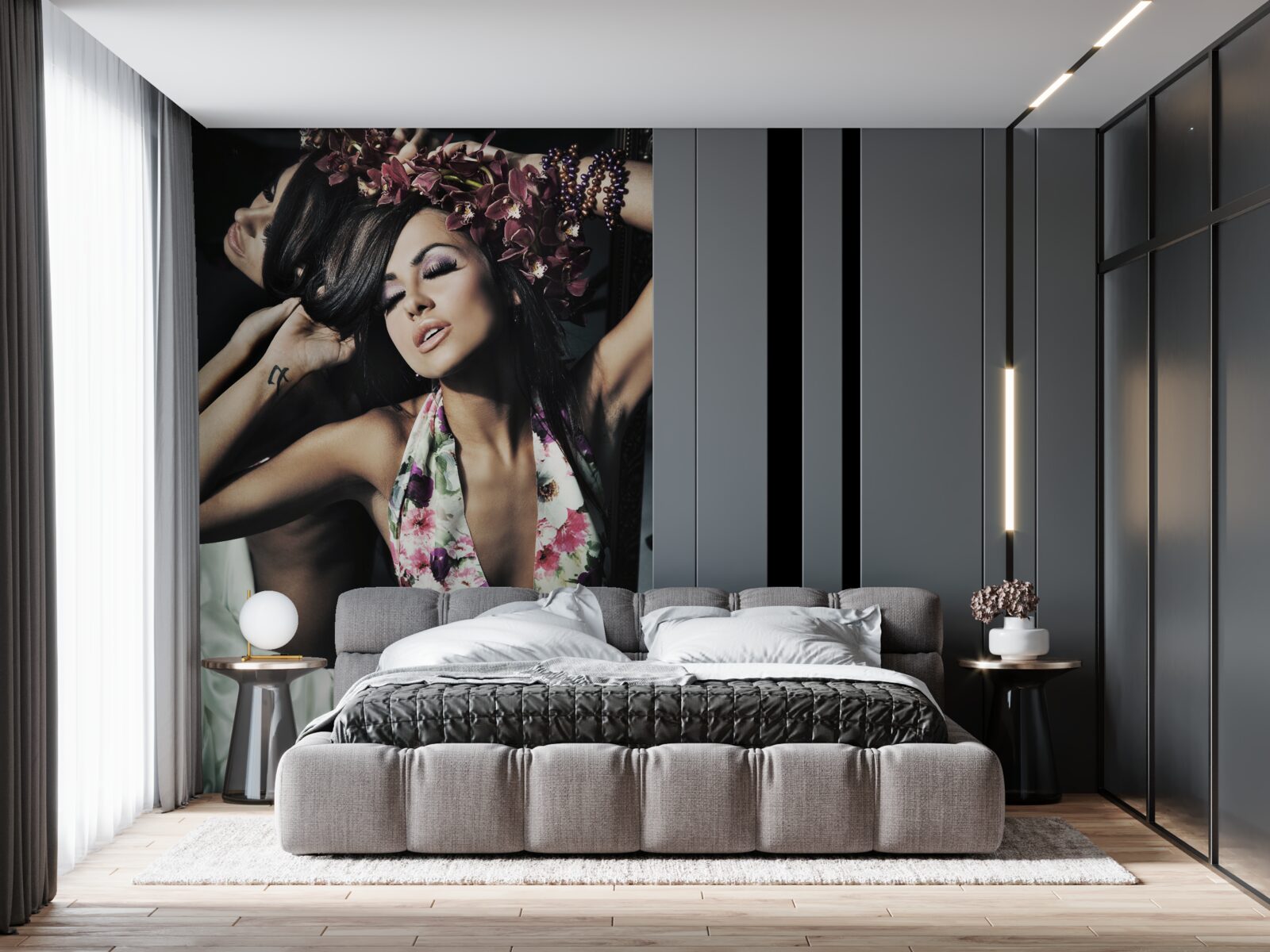 Papier peint une jeune fille est photographiée dans le reflet d'un miroir