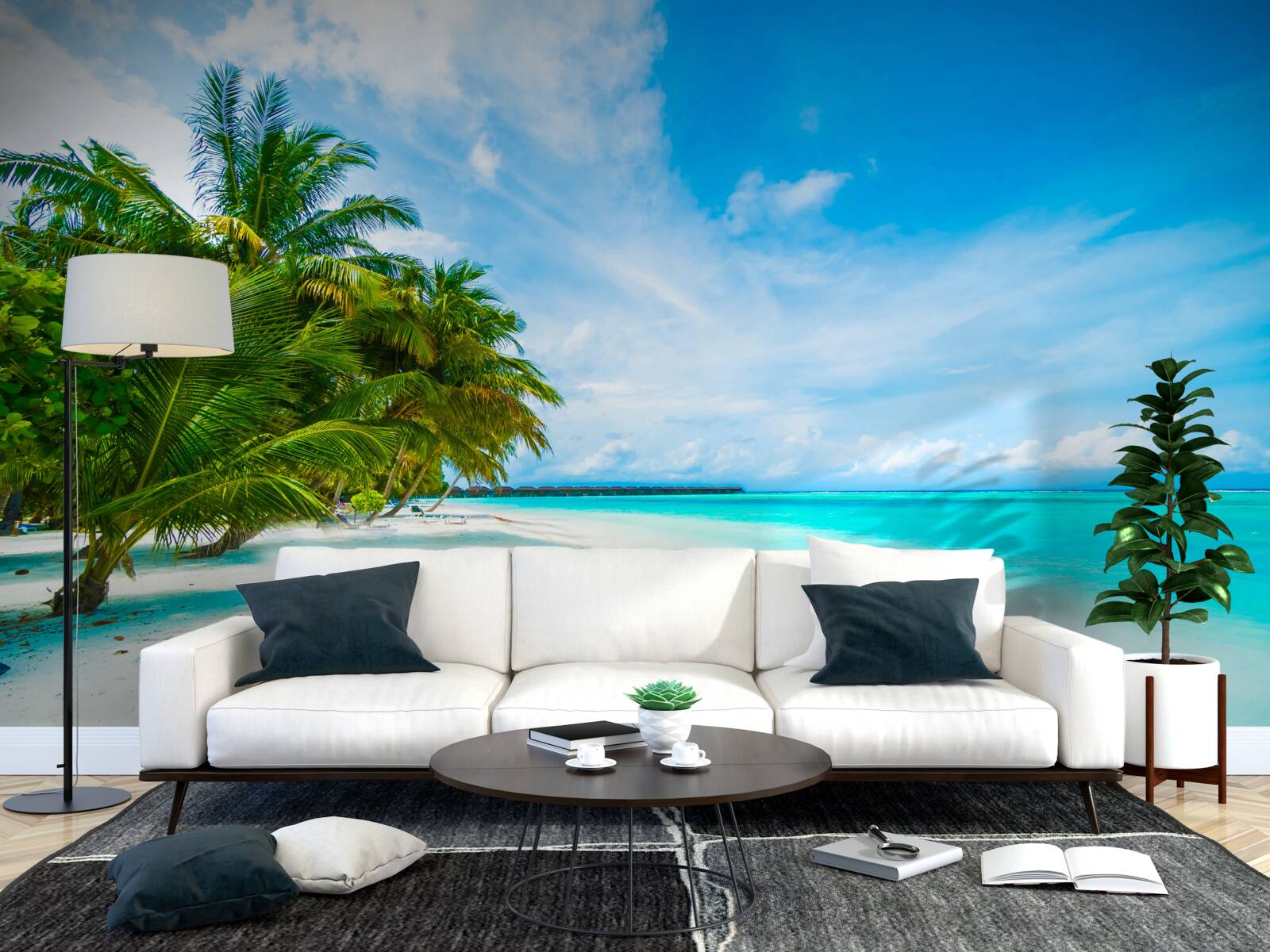 Papier peint rivages sablonneux et eau turquoise de l'océan