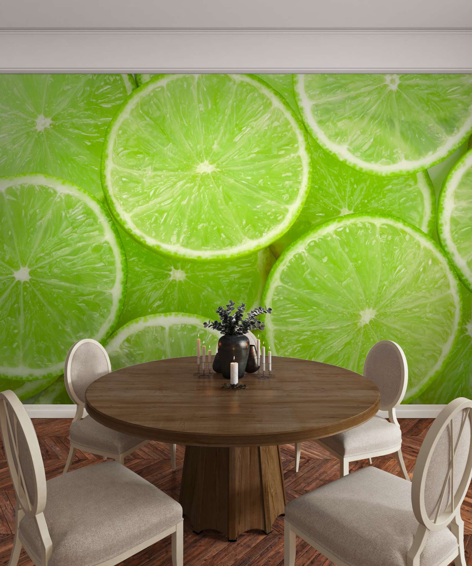 Papier peint des morceaux de citron vert mûrs