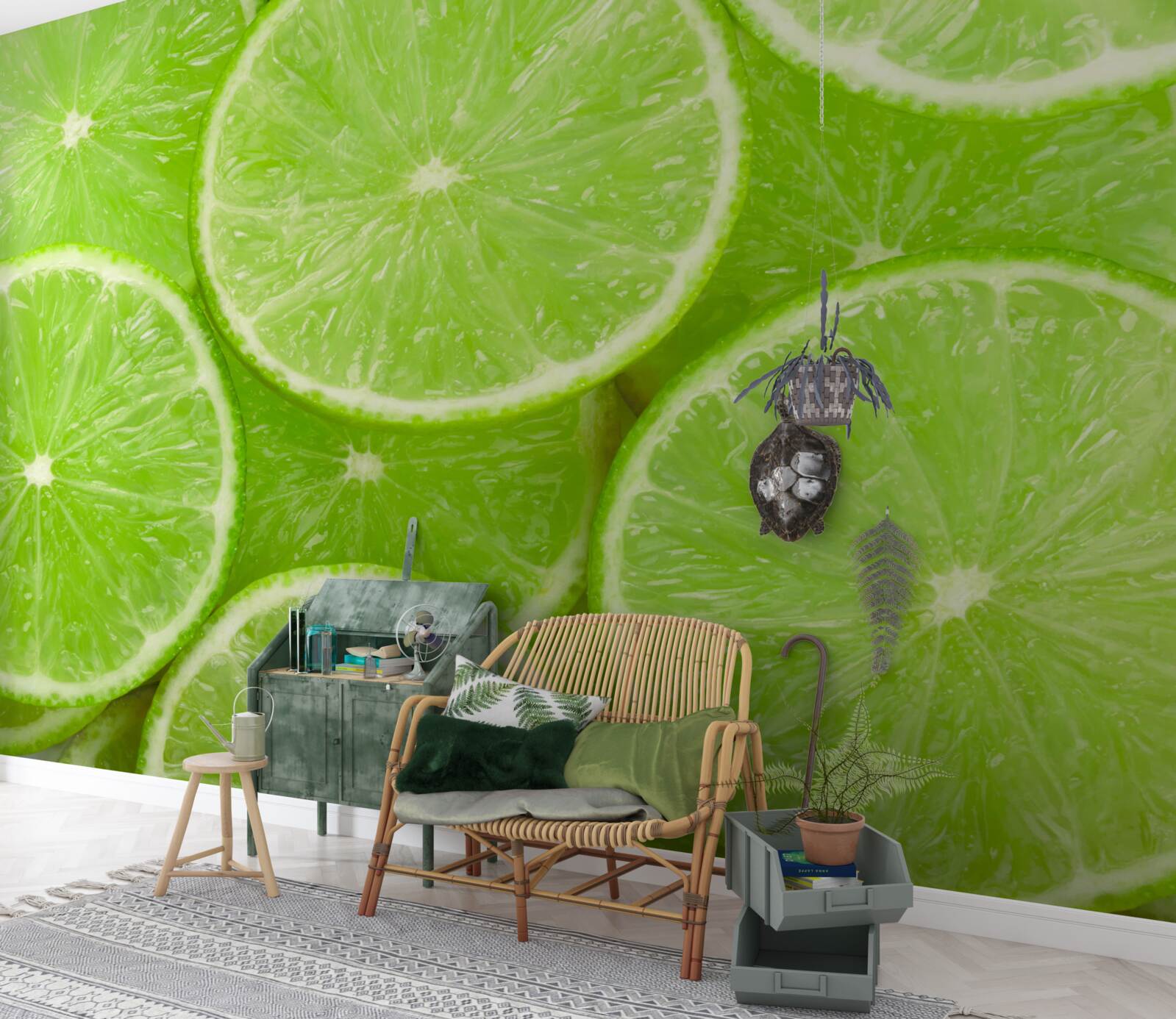 Papier peint des morceaux de citron vert mûrs