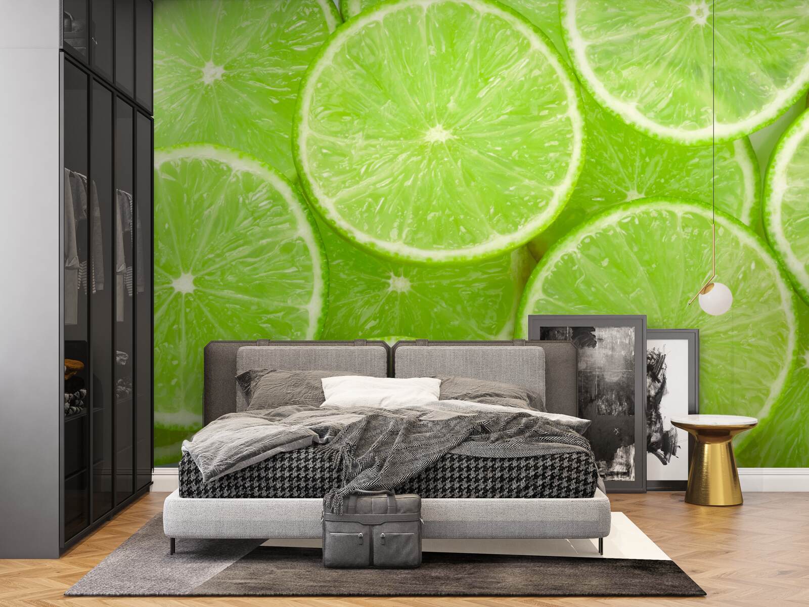 Papier peint des morceaux de citron vert mûrs