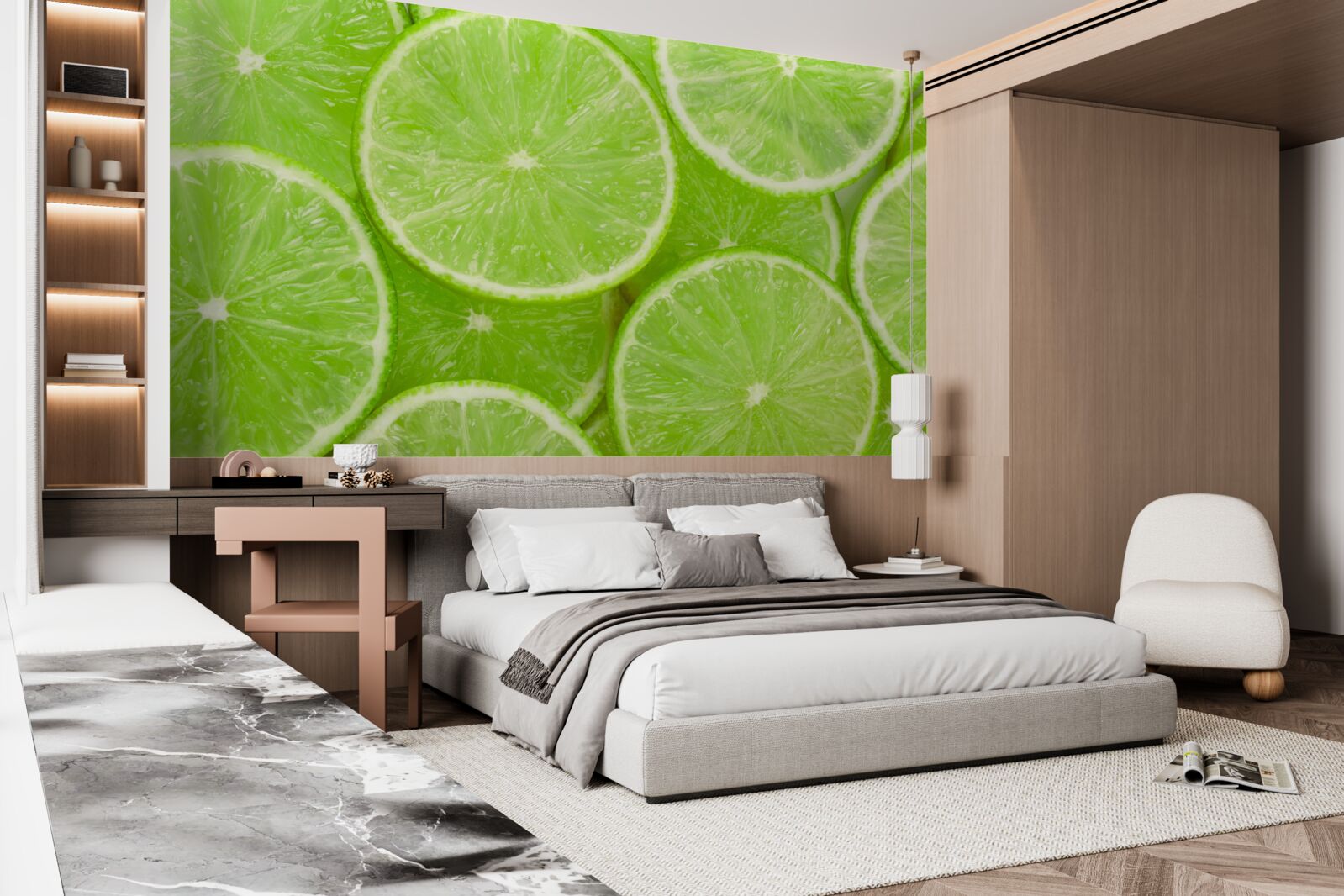 Papier peint des morceaux de citron vert mûrs