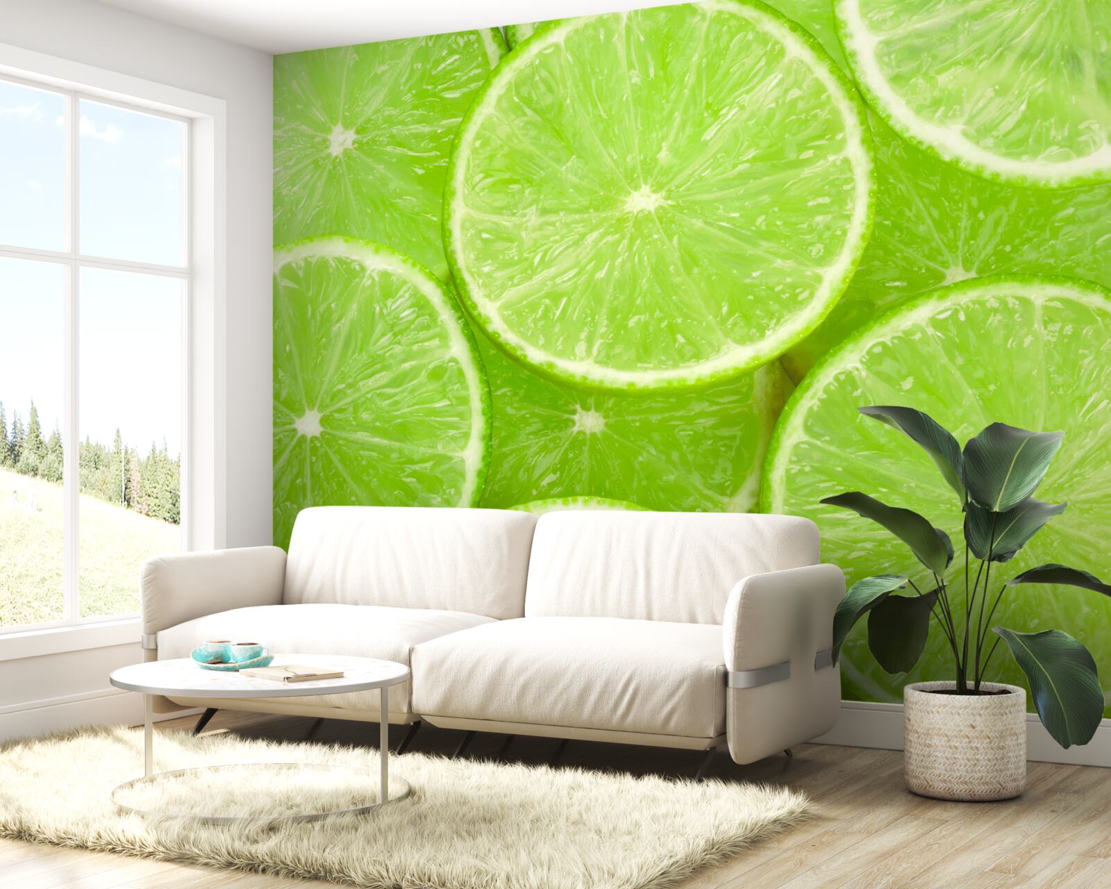 Papier peint des morceaux de citron vert mûrs