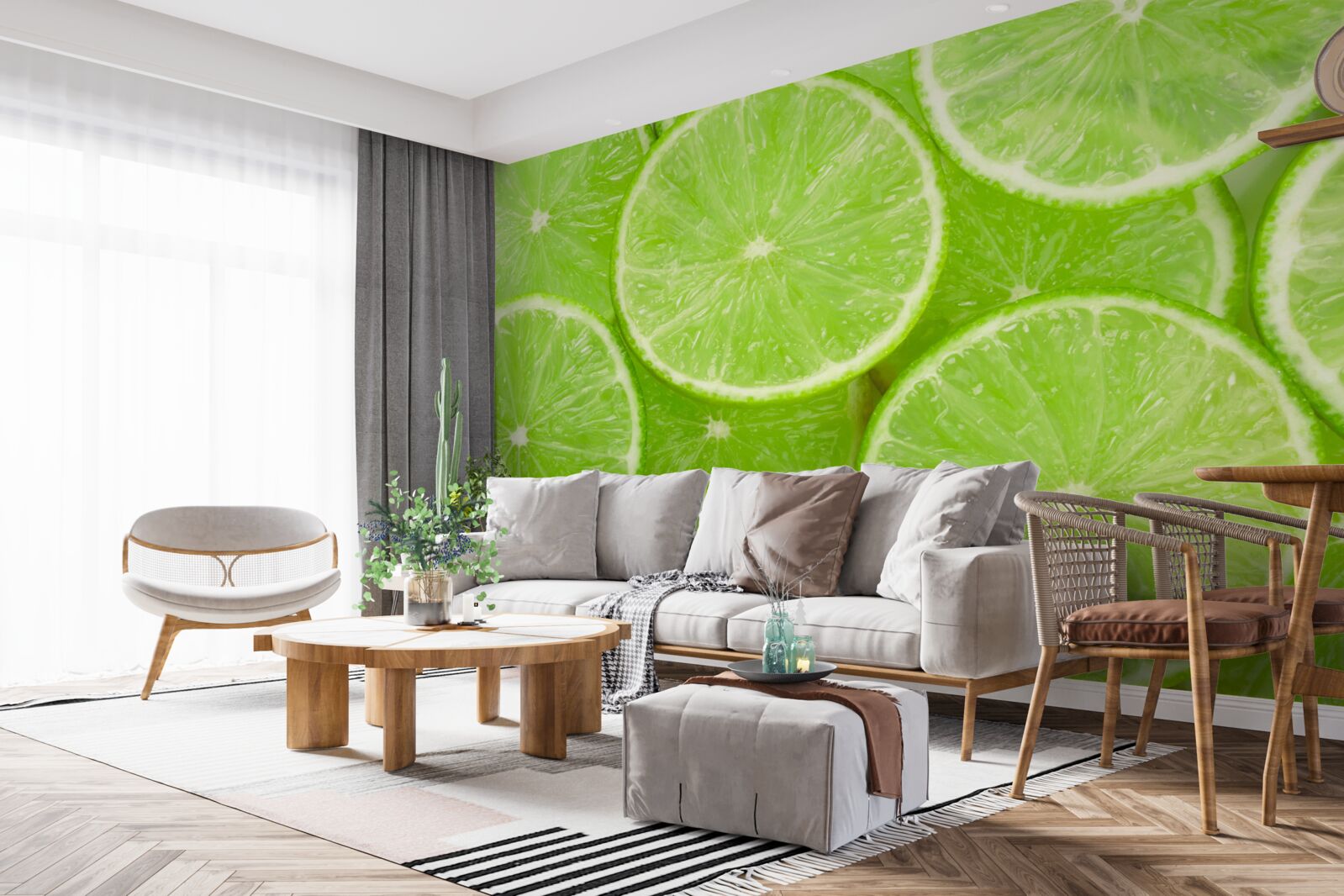 Papier peint des morceaux de citron vert mûrs