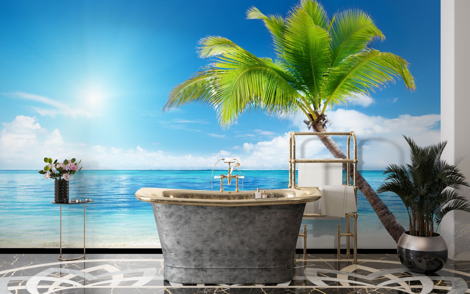 Papier peint journée ensoleillée sur le rivage sous les tropiques