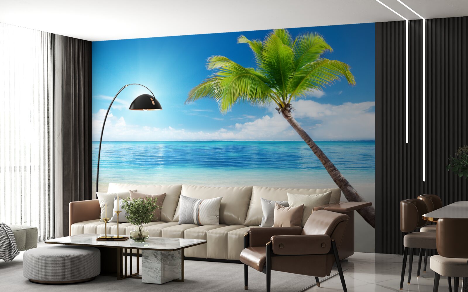 Papier peint journée ensoleillée sur le rivage sous les tropiques