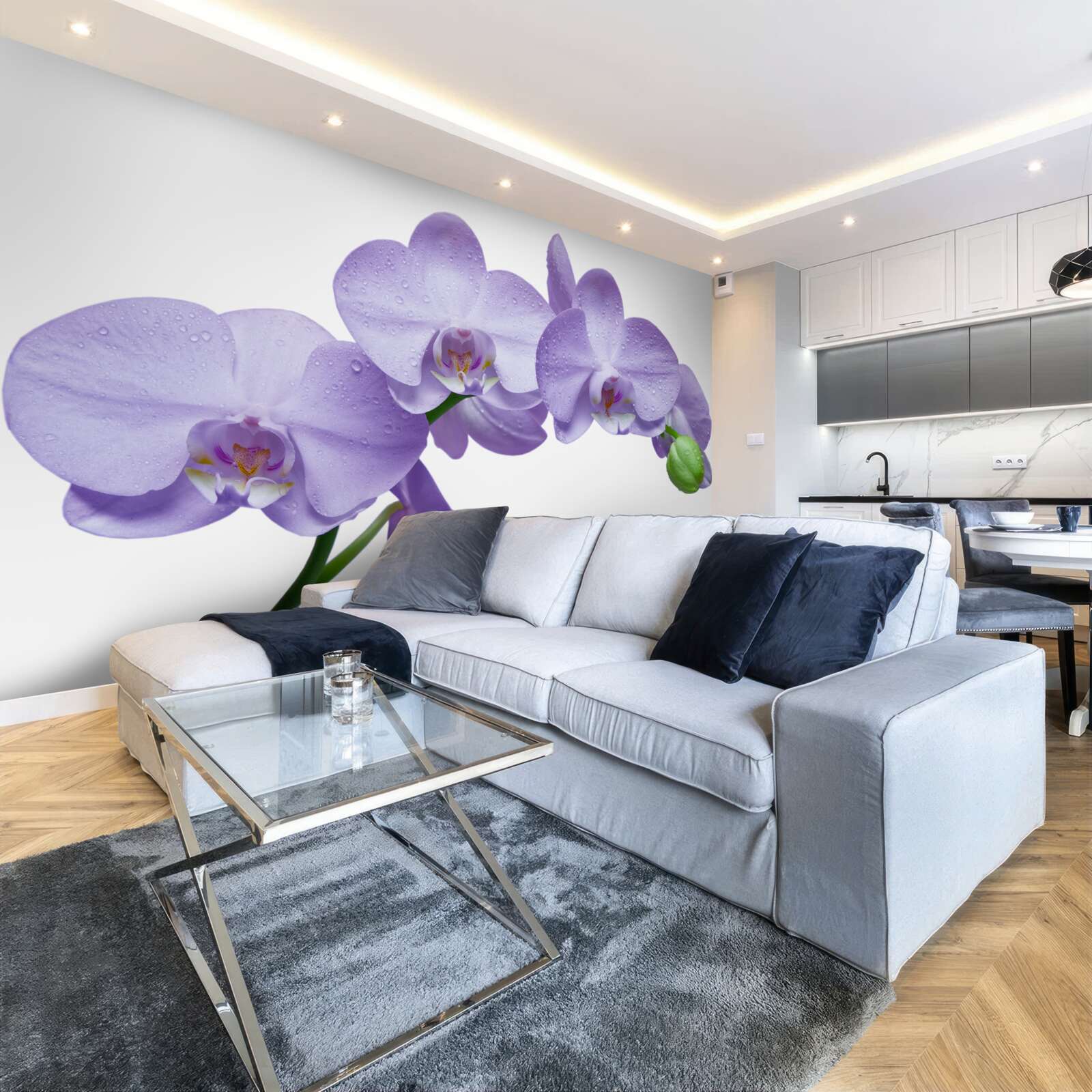 Papier peint la branche même d'une orchidée lilas brillante