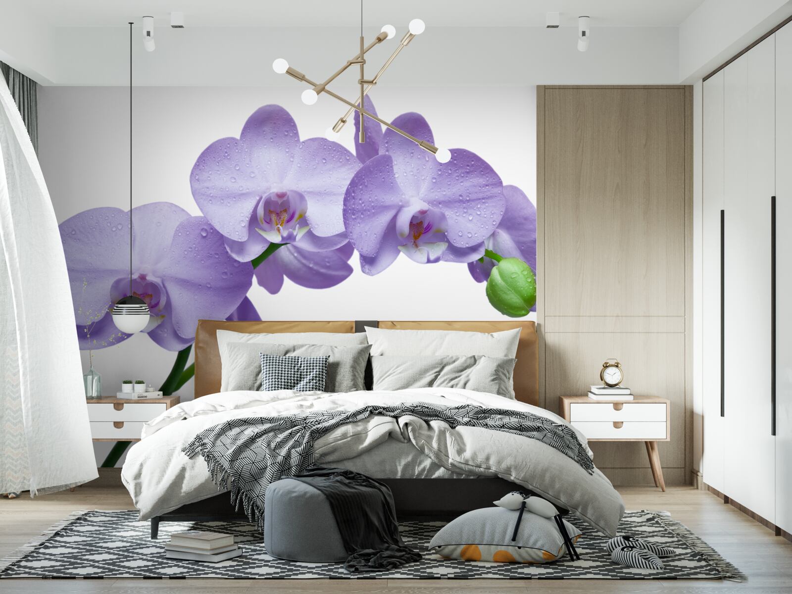 Papier peint la branche même d'une orchidée lilas brillante