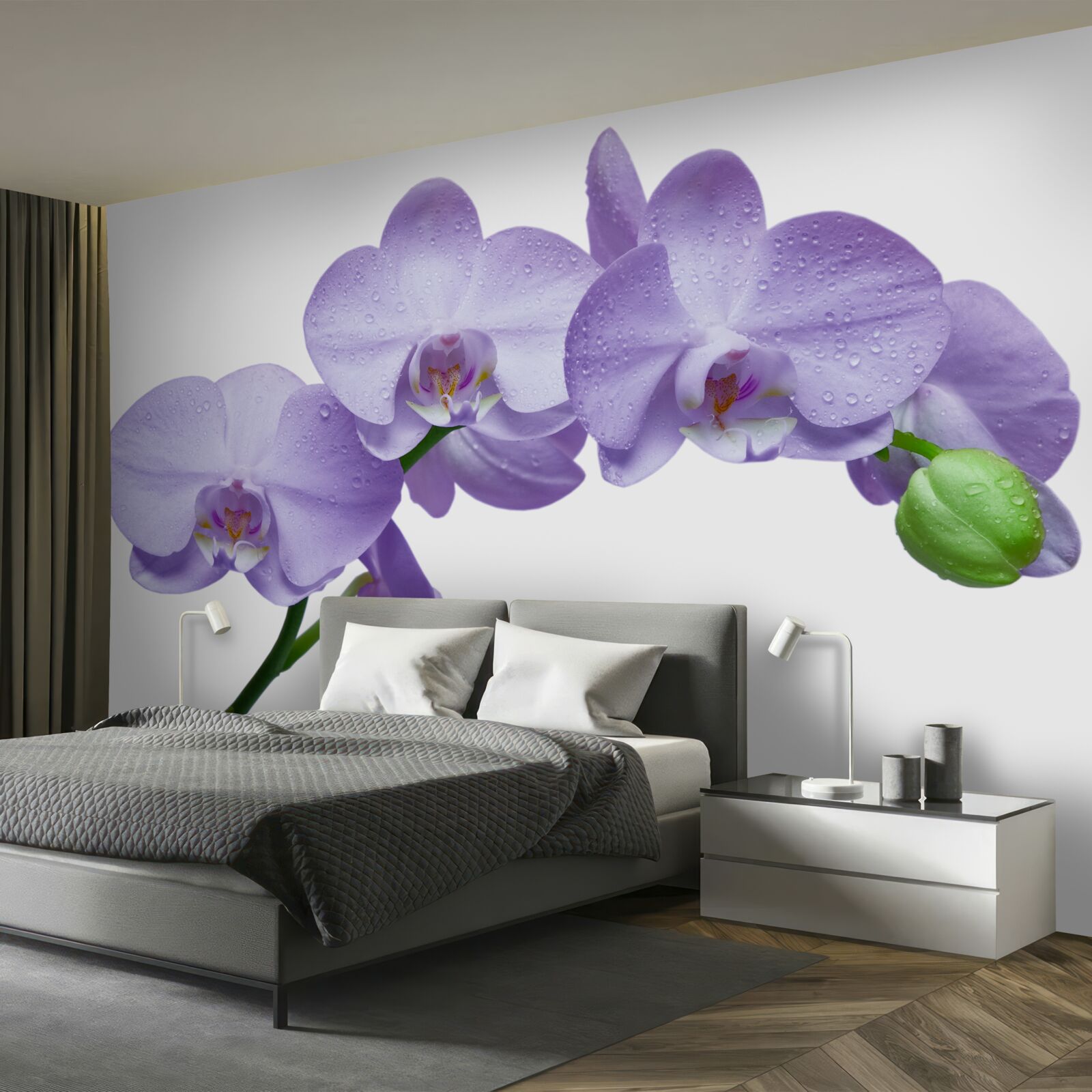 Papier peint la branche même d'une orchidée lilas brillante