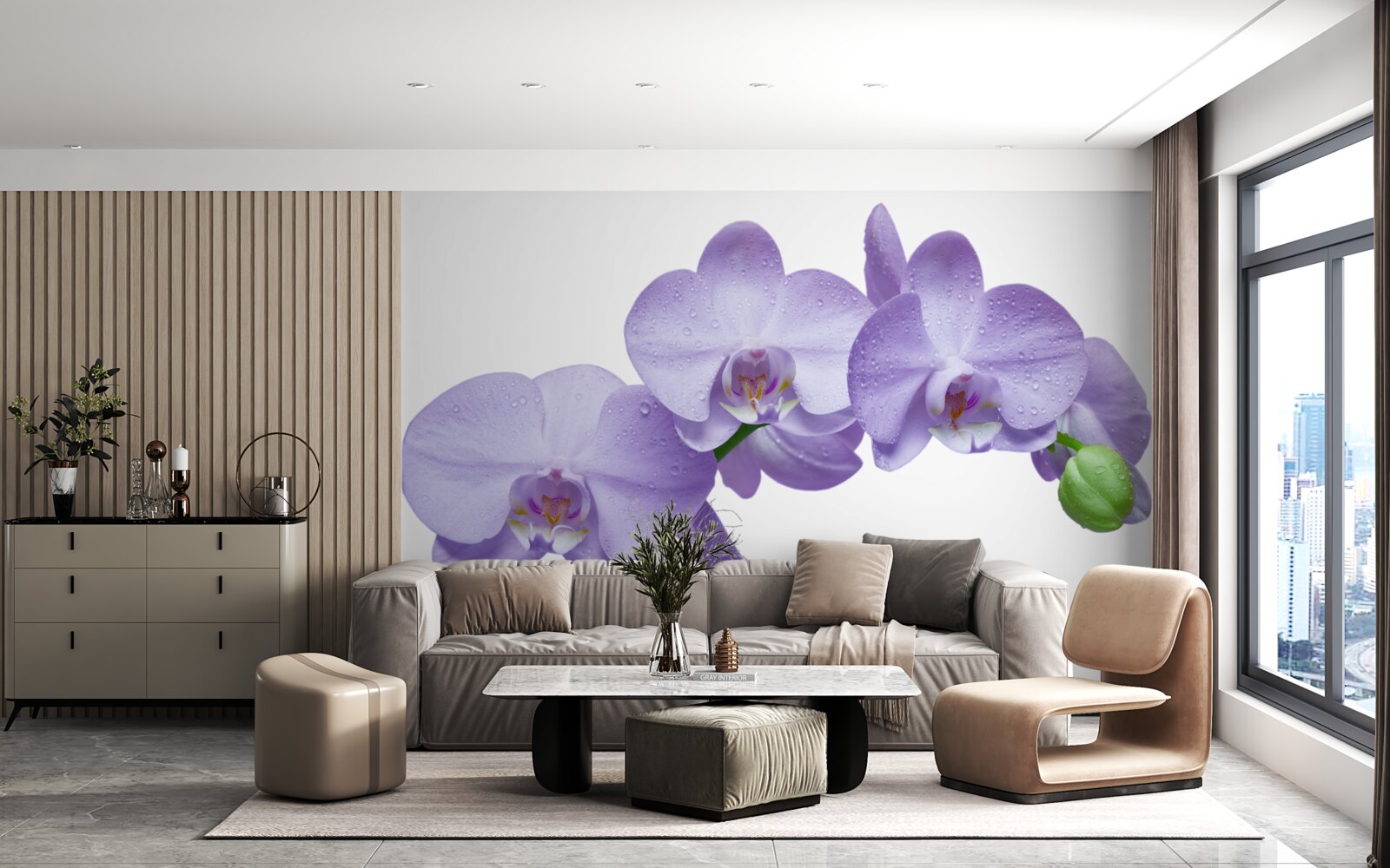 Papier peint la branche même d'une orchidée lilas brillante