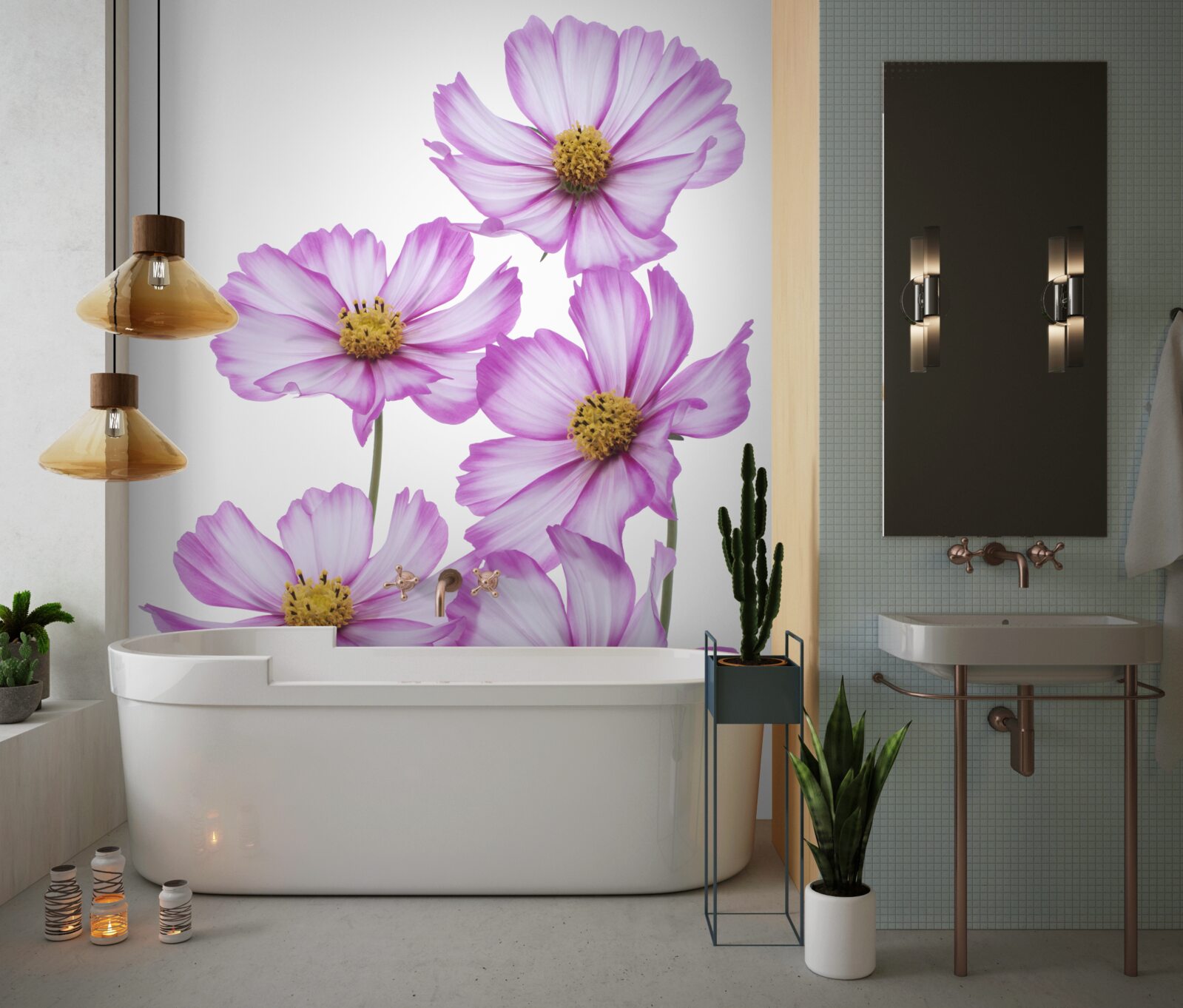 Papier peint gracieuses fleurs de lilas dans un pré