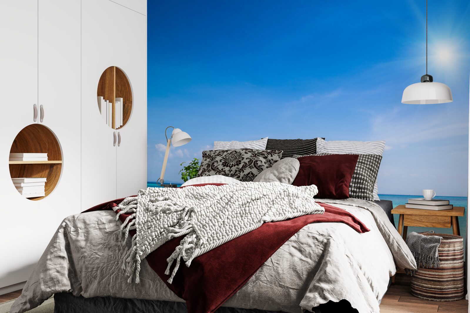 Papier peint à la lumière du jour, les yachts sont visibles sur l'appareil