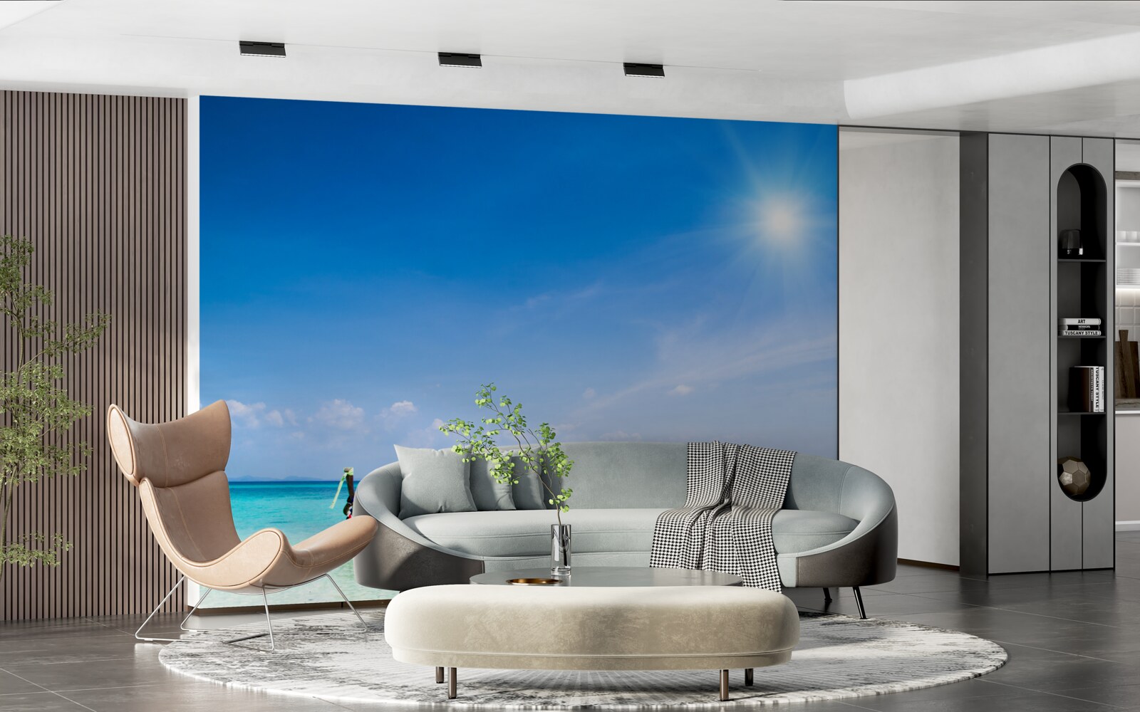 Papier peint à la lumière du jour, les yachts sont visibles sur l'appareil