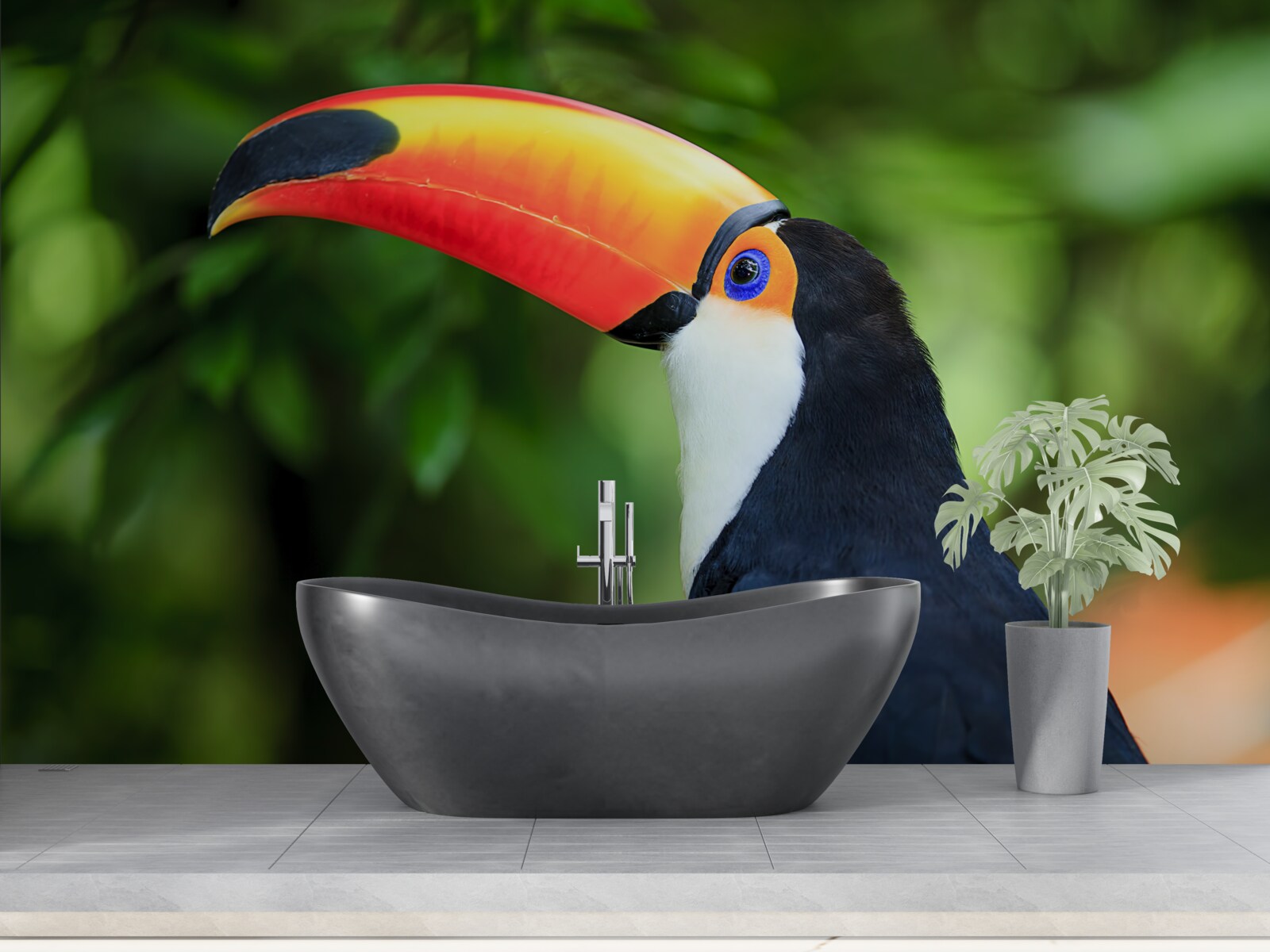 Papier peint un pélican adulte et gracieux dans la verdure