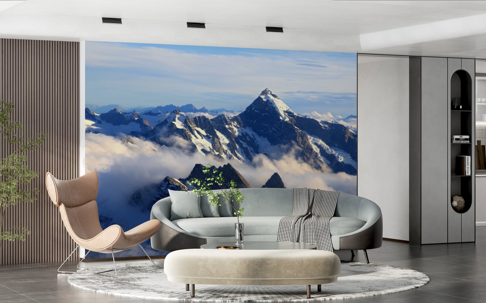 Papier peint la brume fraîche s'étend haut dans les montagnes