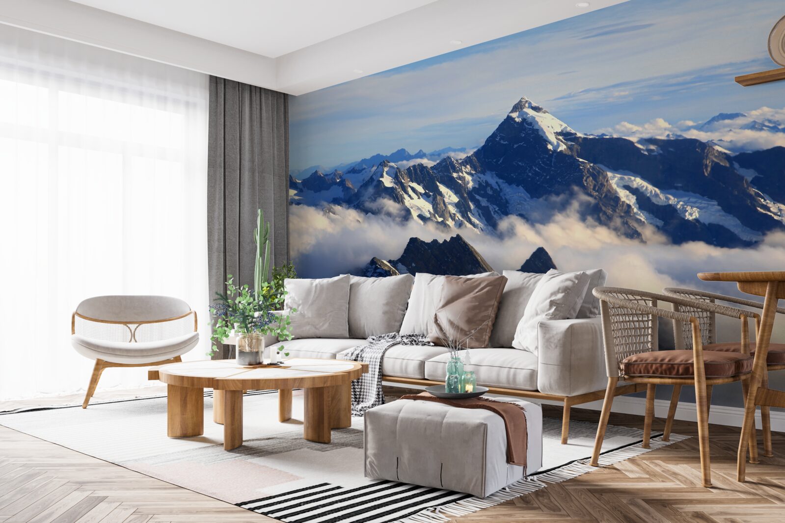 Papier peint la brume fraîche s'étend haut dans les montagnes