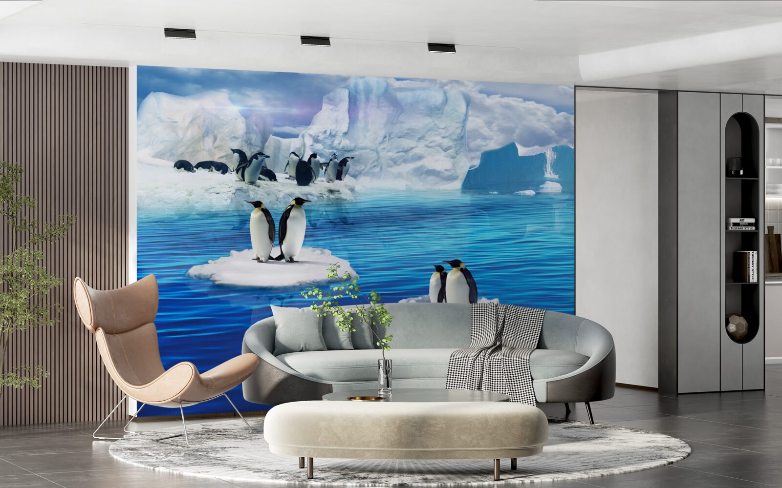 Papier peint familles de manchots sur les plates-formes de glace