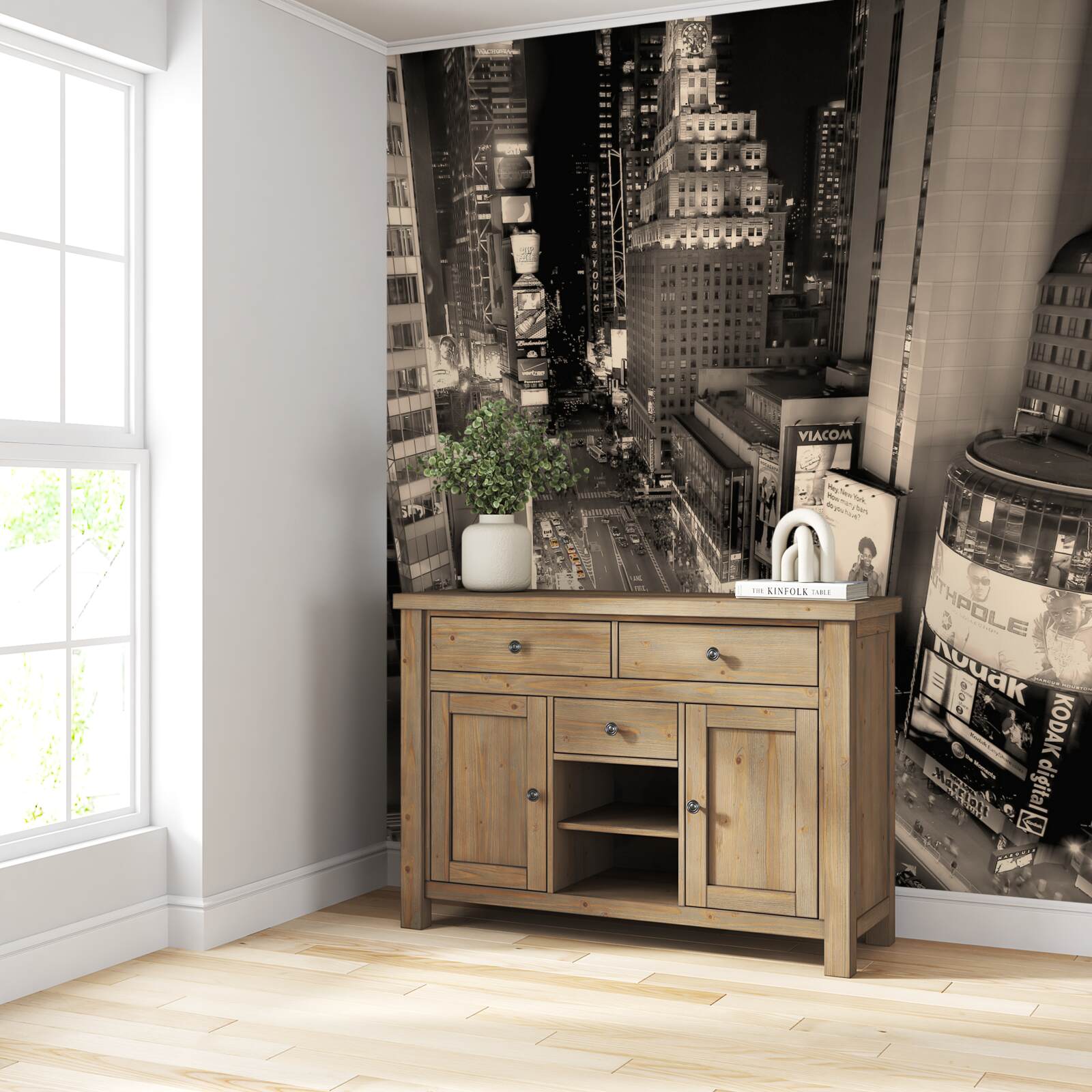 Papier peint Les taxis jaunes bloqués dans les embouteillages de la ville grise