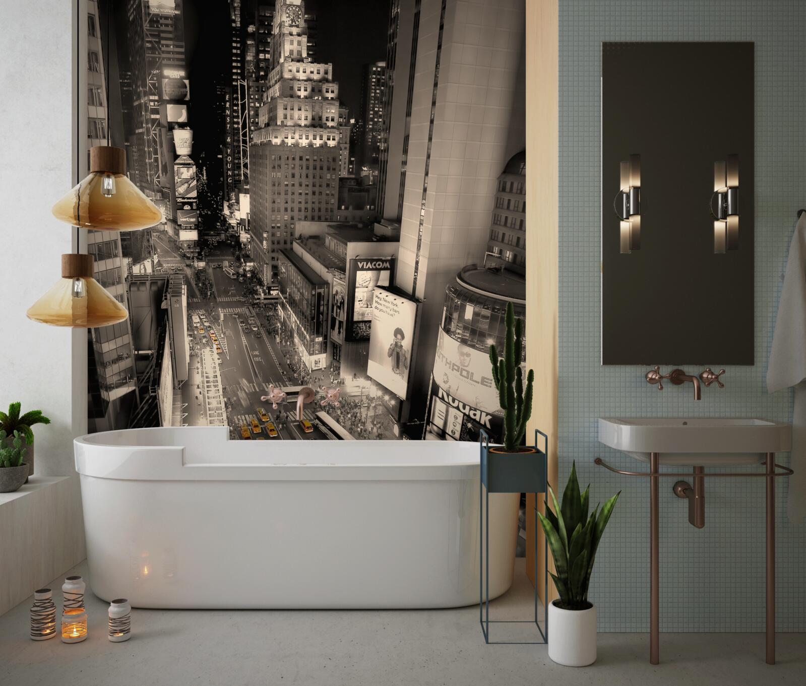 Papier peint Les taxis jaunes bloqués dans les embouteillages de la ville grise