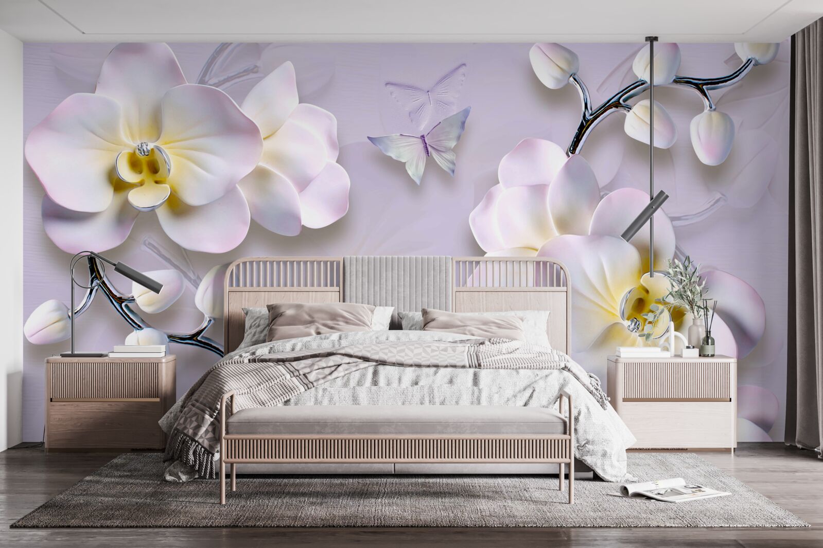 Papier peint des fleurs blanches qui s'épanouissent sur les branches