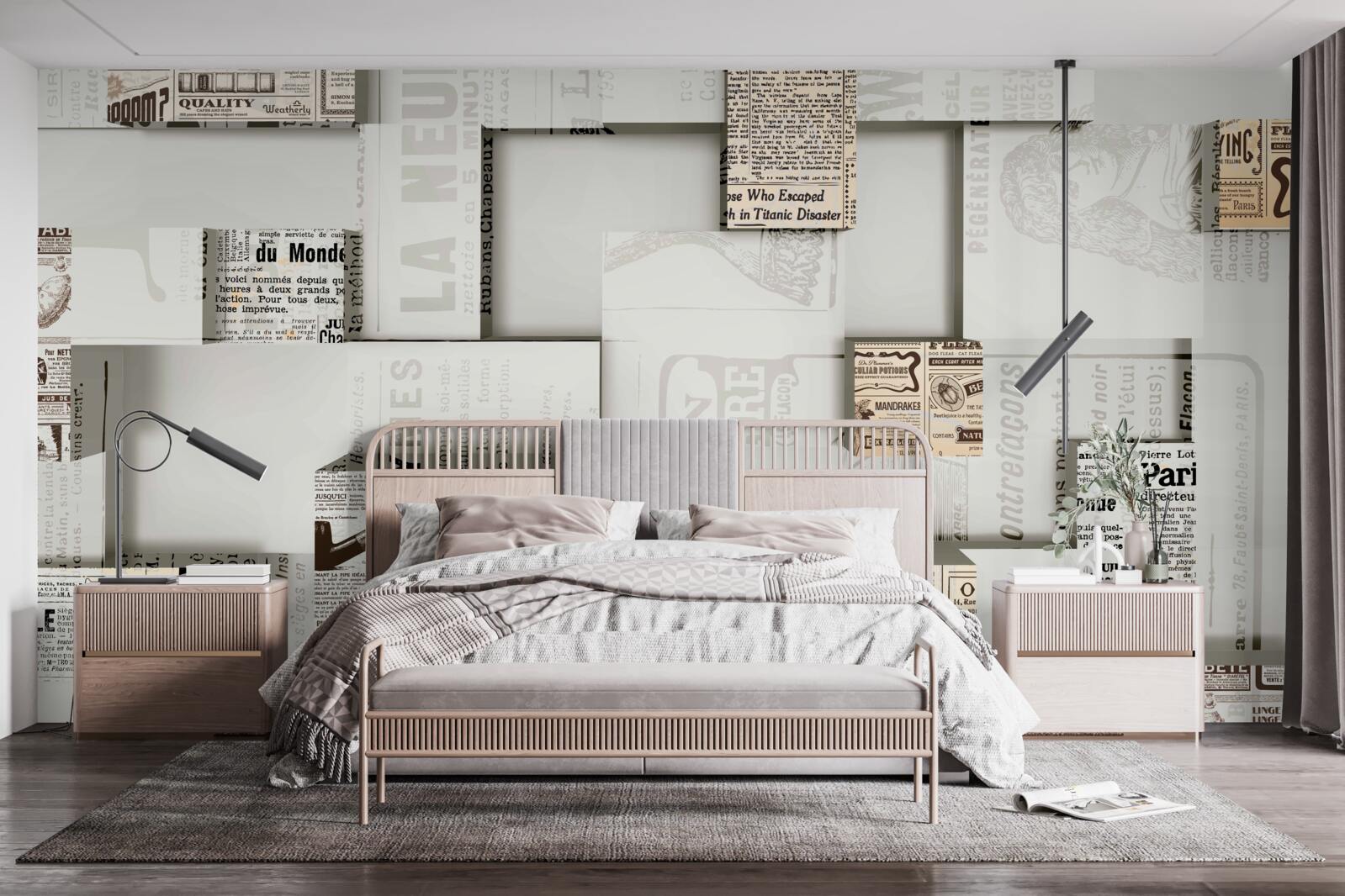 Papier peint abstraction à partir de boîtes de journaux sur des étagères