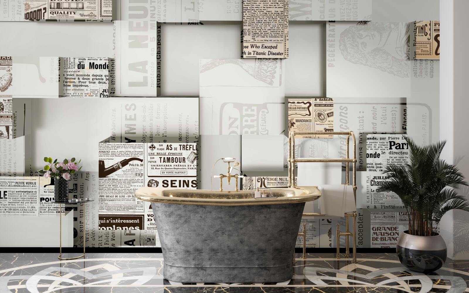 Papier peint abstraction à partir de boîtes de journaux sur des étagères