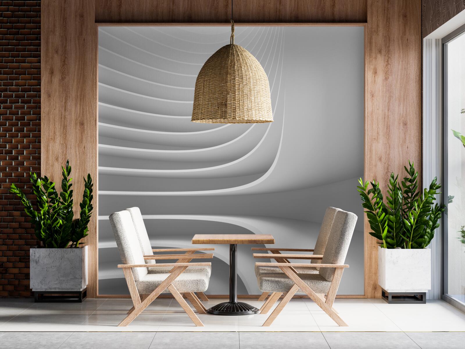 Papier peint lignes horizontales lisses avec motif géométrique