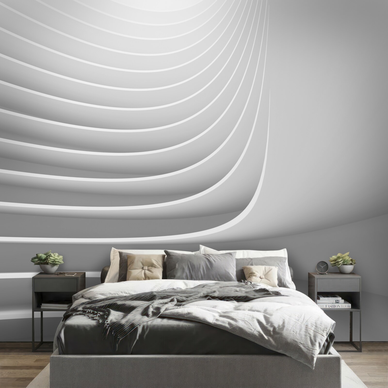 Papier peint lignes horizontales lisses avec motif géométrique