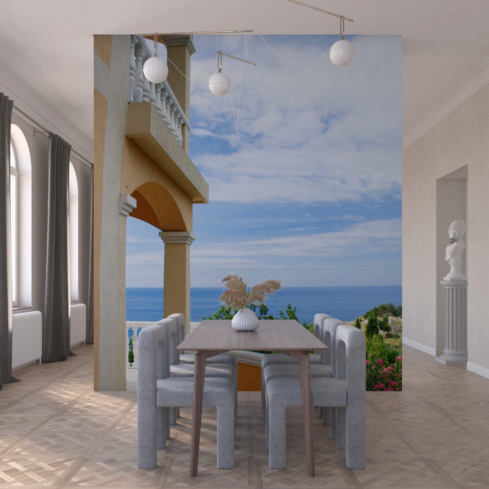 Papier peint vue panoramique sur l'océan sans limites depuis la terrasse d'observation de la maison