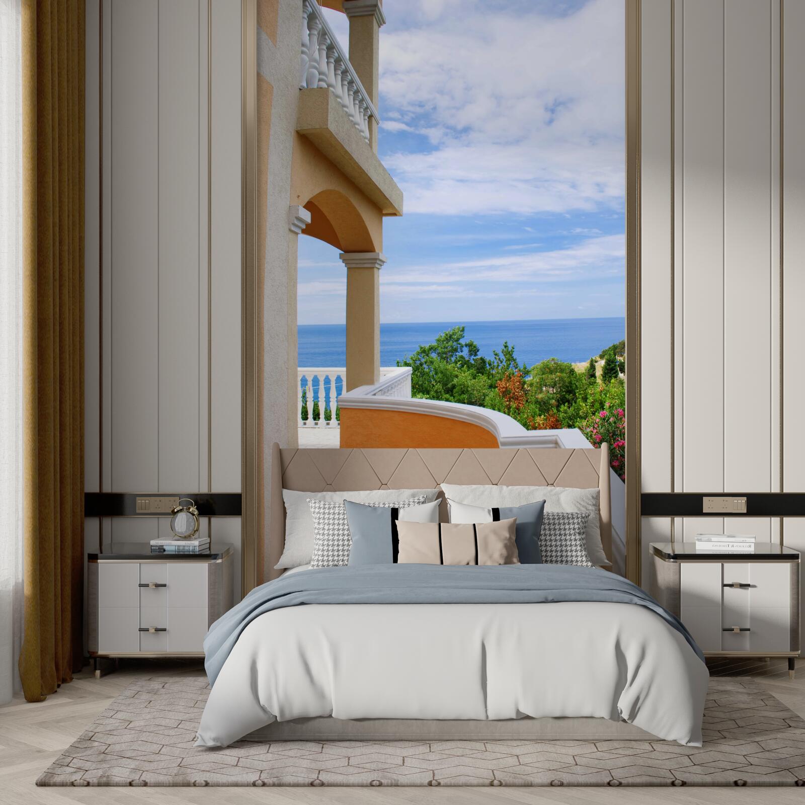 Papier peint vue panoramique sur l'océan sans limites depuis la terrasse d'observation de la maison