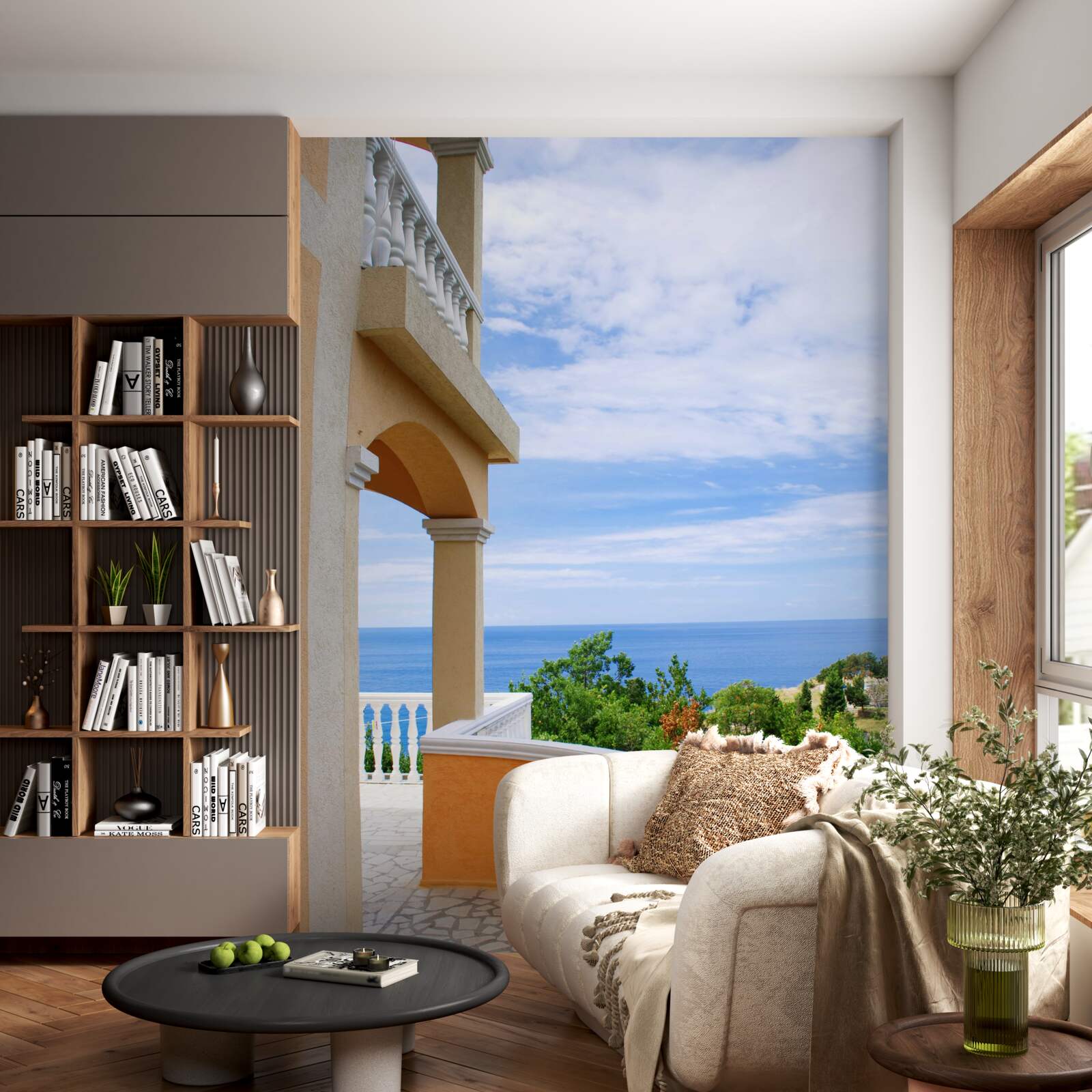 Papier peint vue panoramique sur l'océan sans limites depuis la terrasse d'observation de la maison