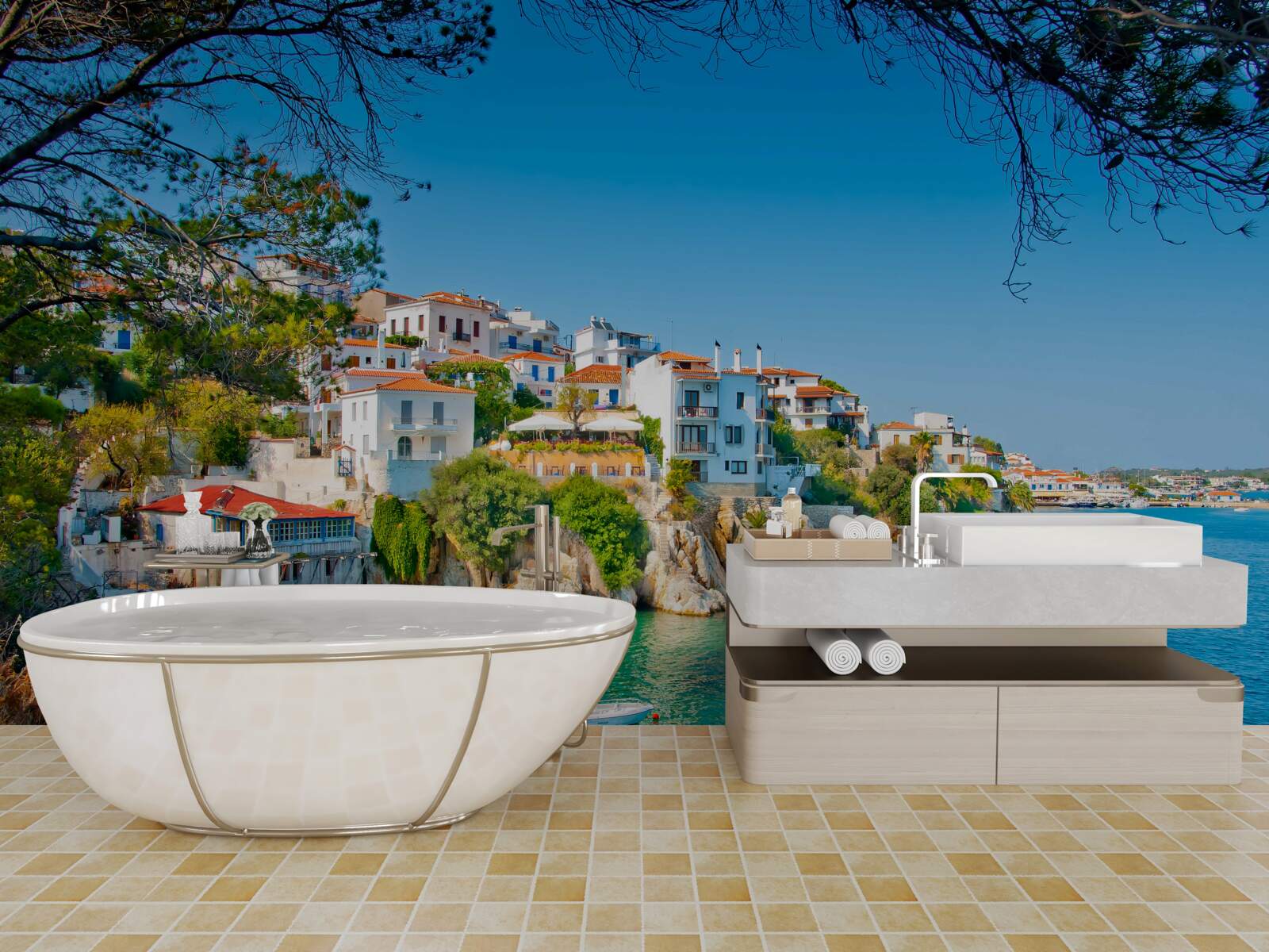 Papier peint un port tranquille près d'une colonie grecque