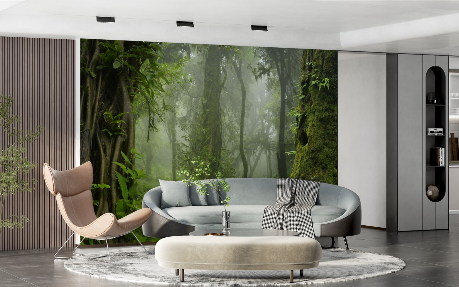 Papier peint fortes pluies dans une forêt ancienne