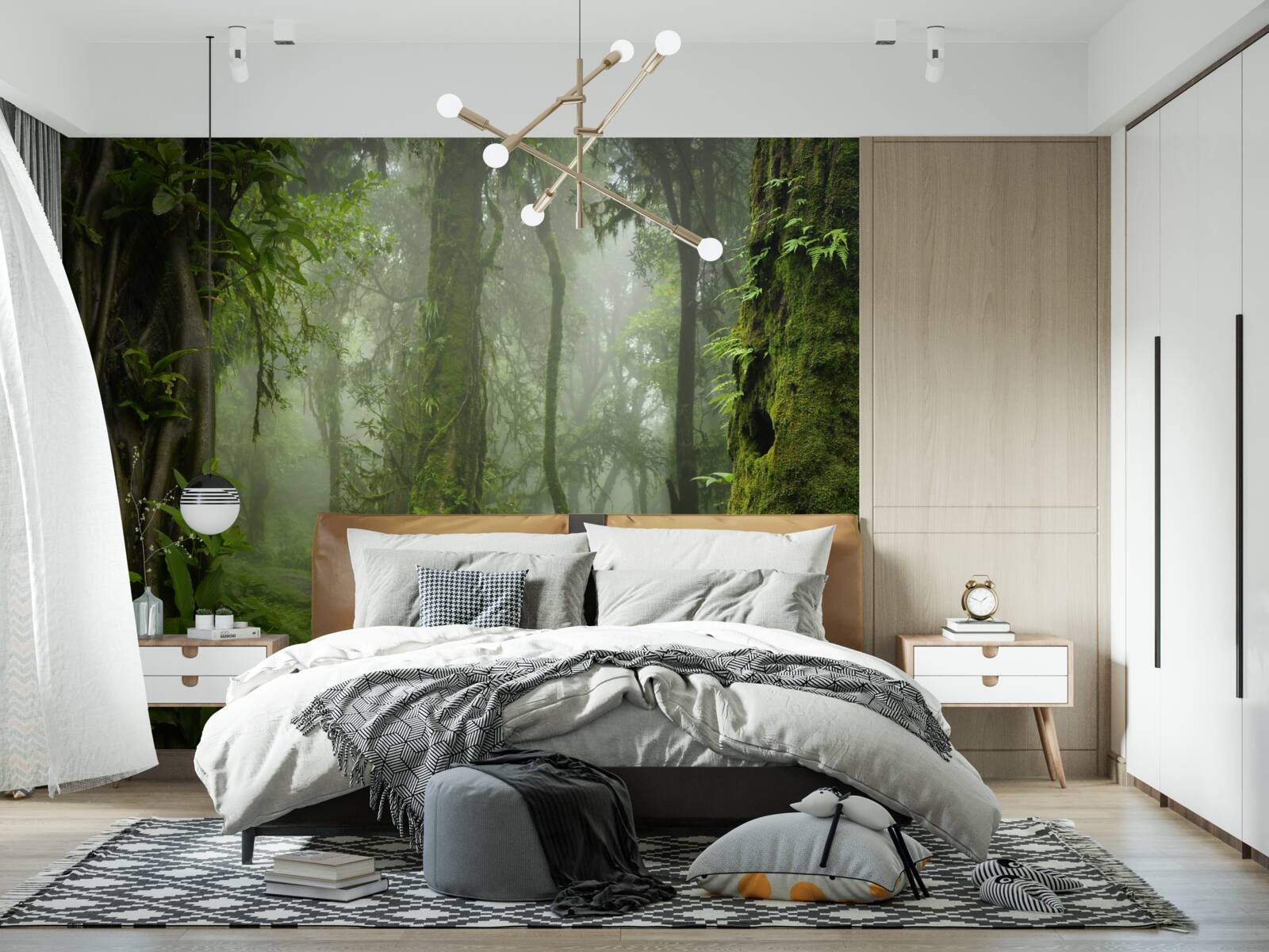 Papier peint fortes pluies dans une forêt ancienne