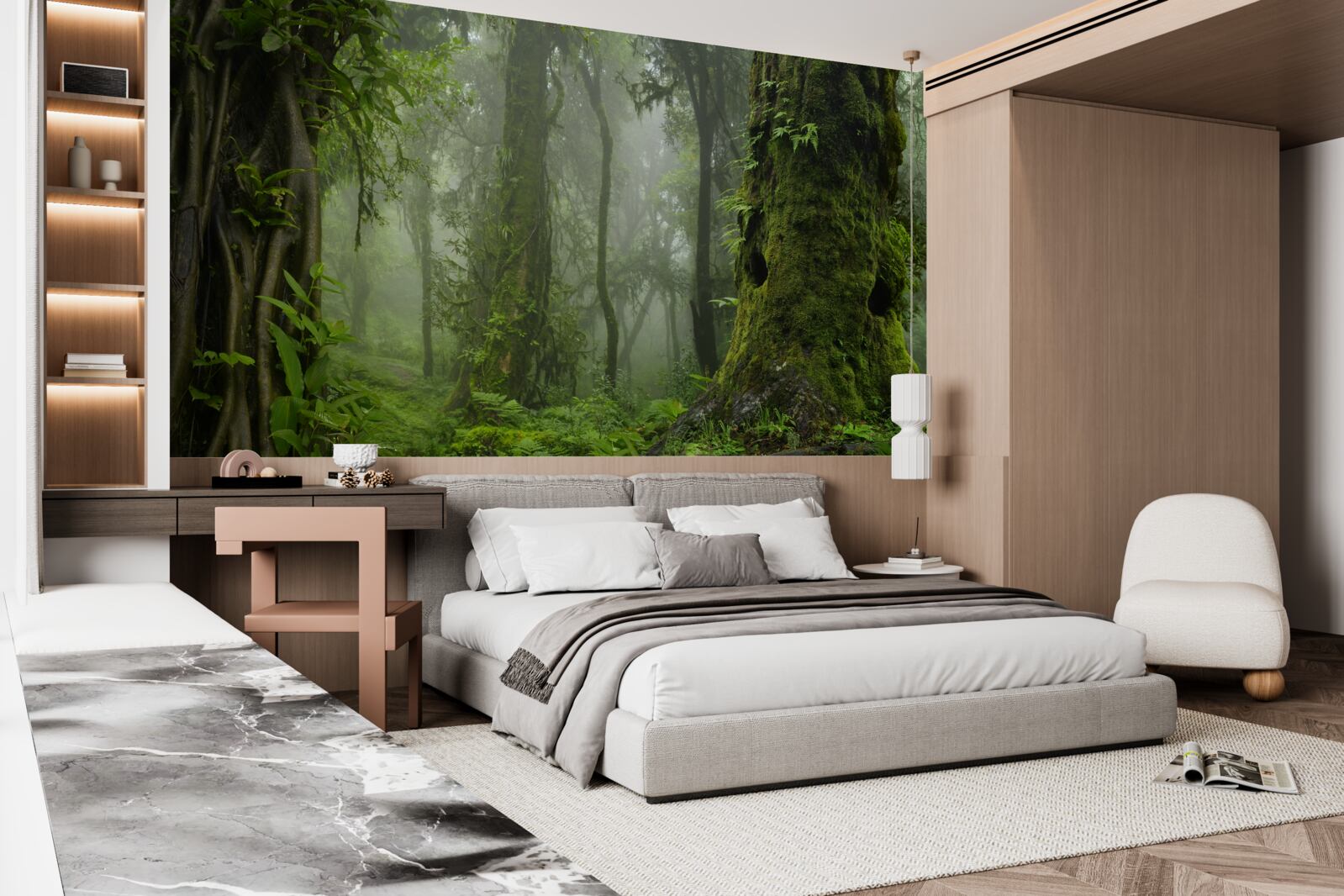 Papier peint fortes pluies dans une forêt ancienne