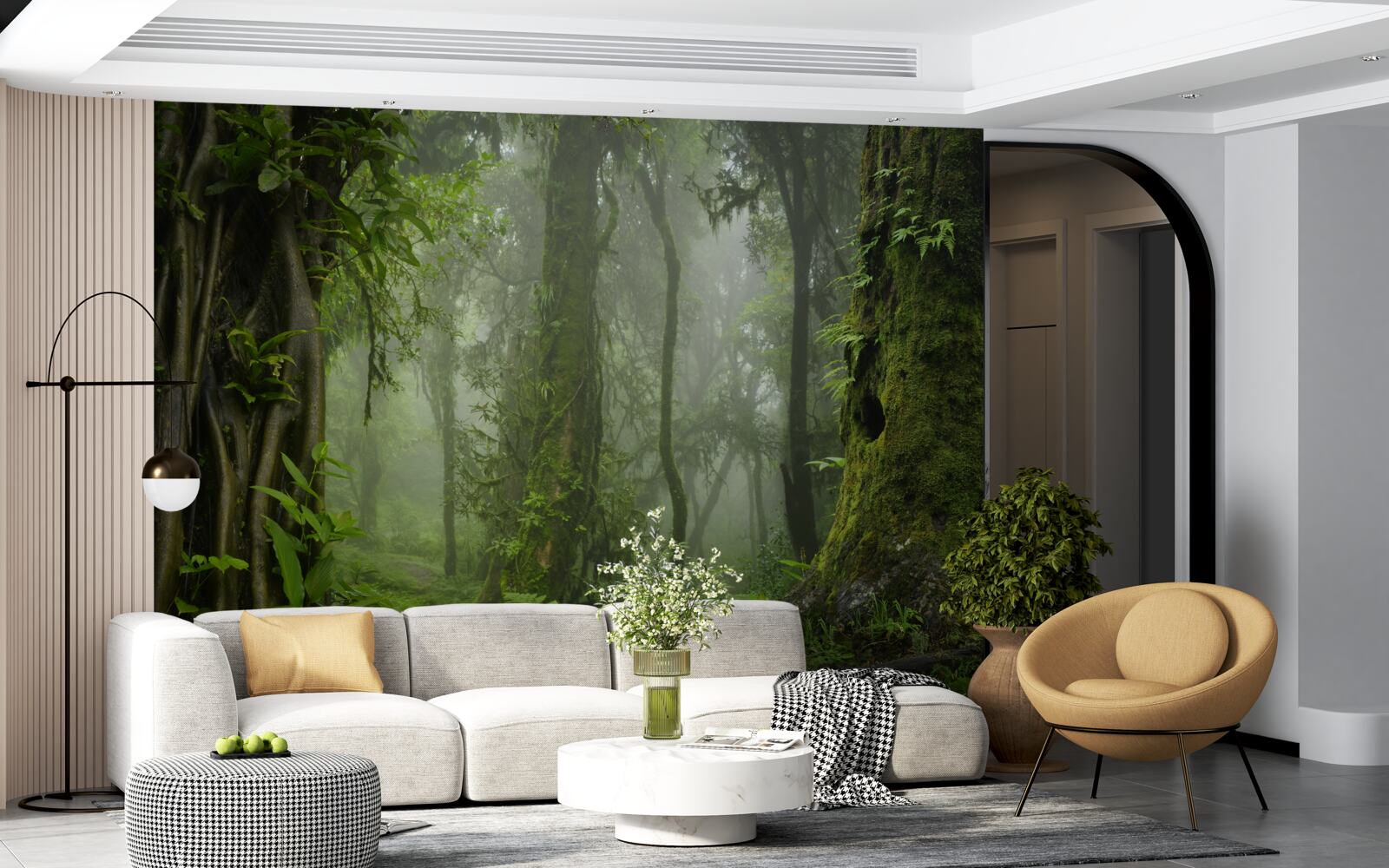 Papier peint fortes pluies dans une forêt ancienne