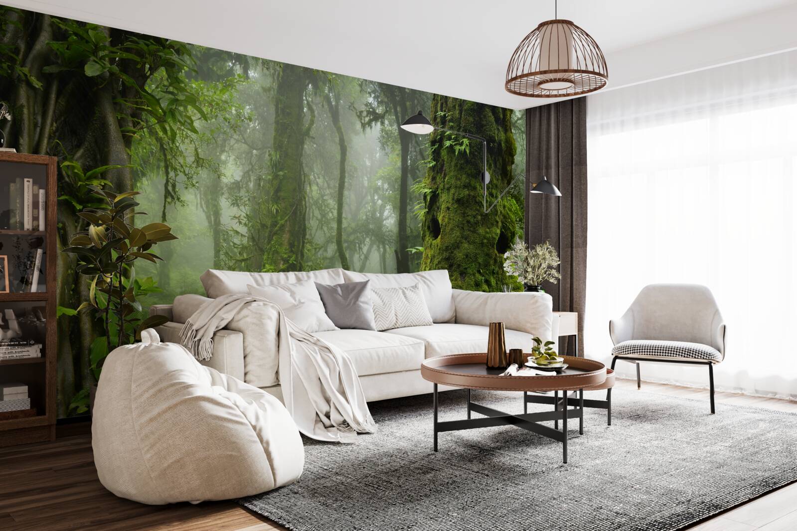 Papier peint fortes pluies dans une forêt ancienne