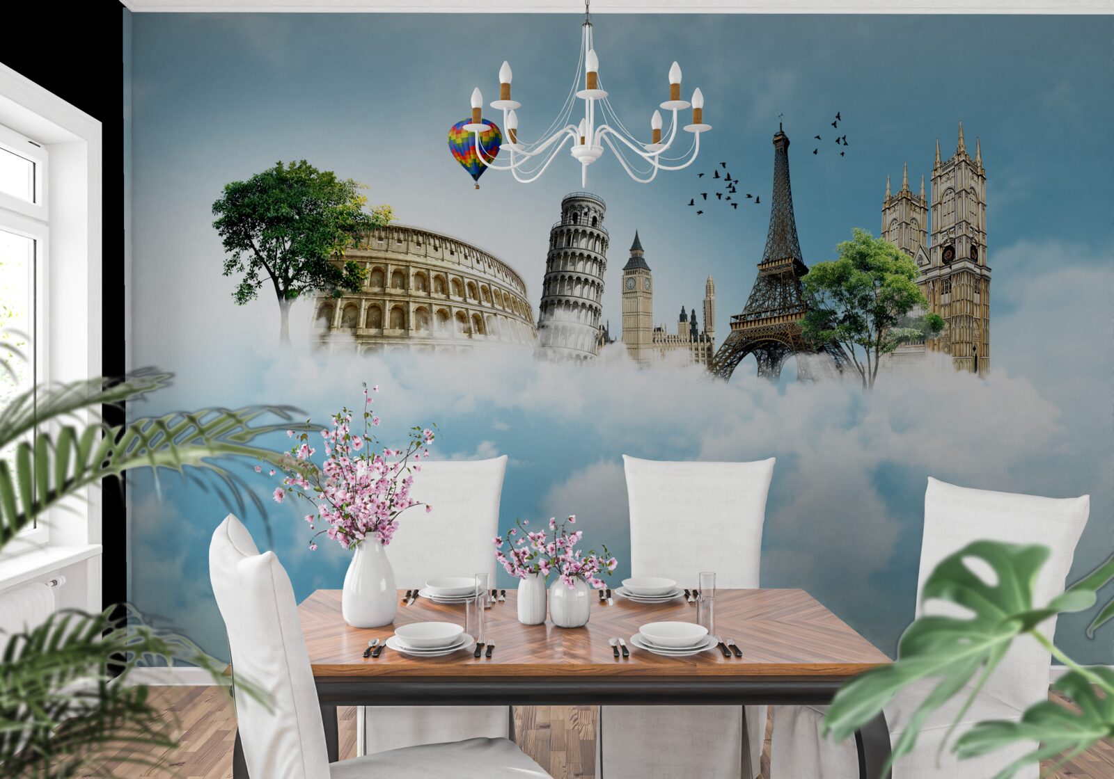 Papier peint monuments des villes européennes dans le ciel