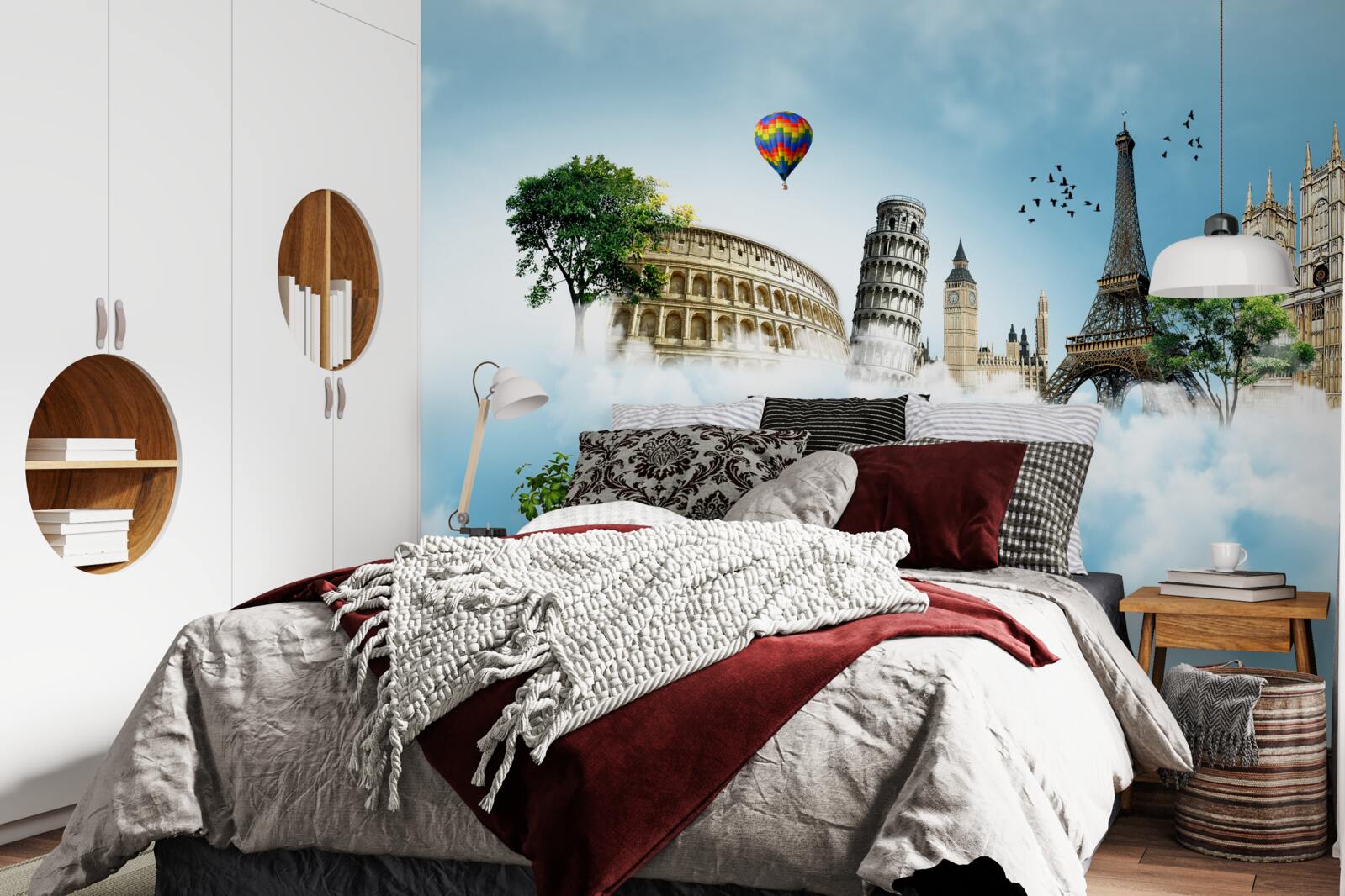 Papier peint monuments des villes européennes dans le ciel