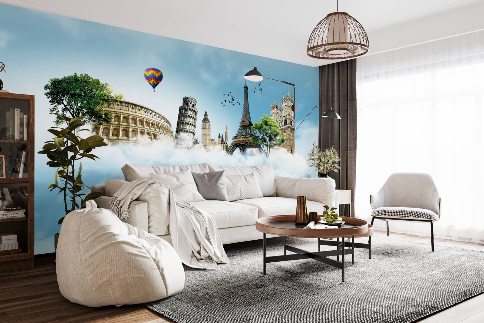 Papier peint monuments des villes européennes dans le ciel